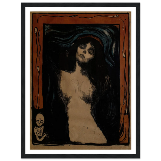 Madonna (1895) Art Print | Edvard Munch - Framed Poster - 30x40 cm / 12x16″ - Black frame
