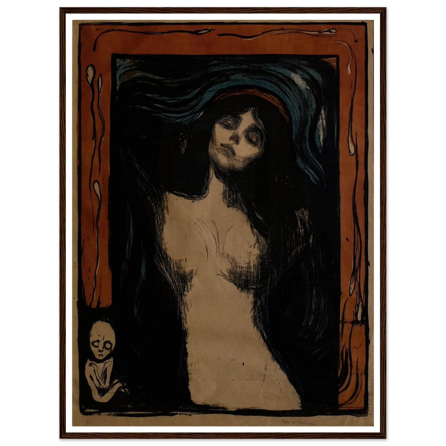 Madonna (1895) Art Print | Edvard Munch - Framed Poster - 30x40 cm / 12x16″ - Black frame