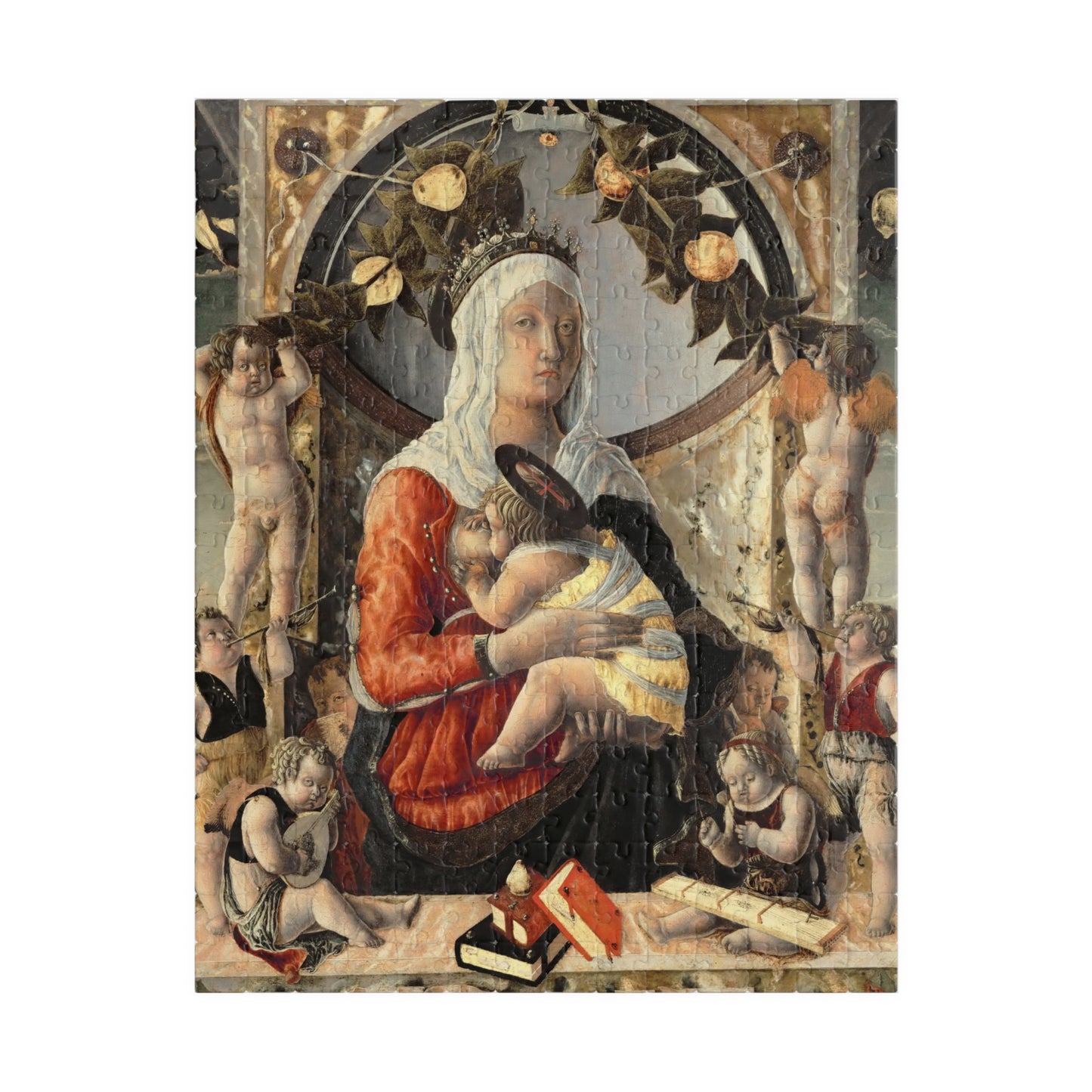 Madonna and Child surrounded by eight angels Puzzle | Marco Zoppo - - 252 pcs (Vertical) - 
