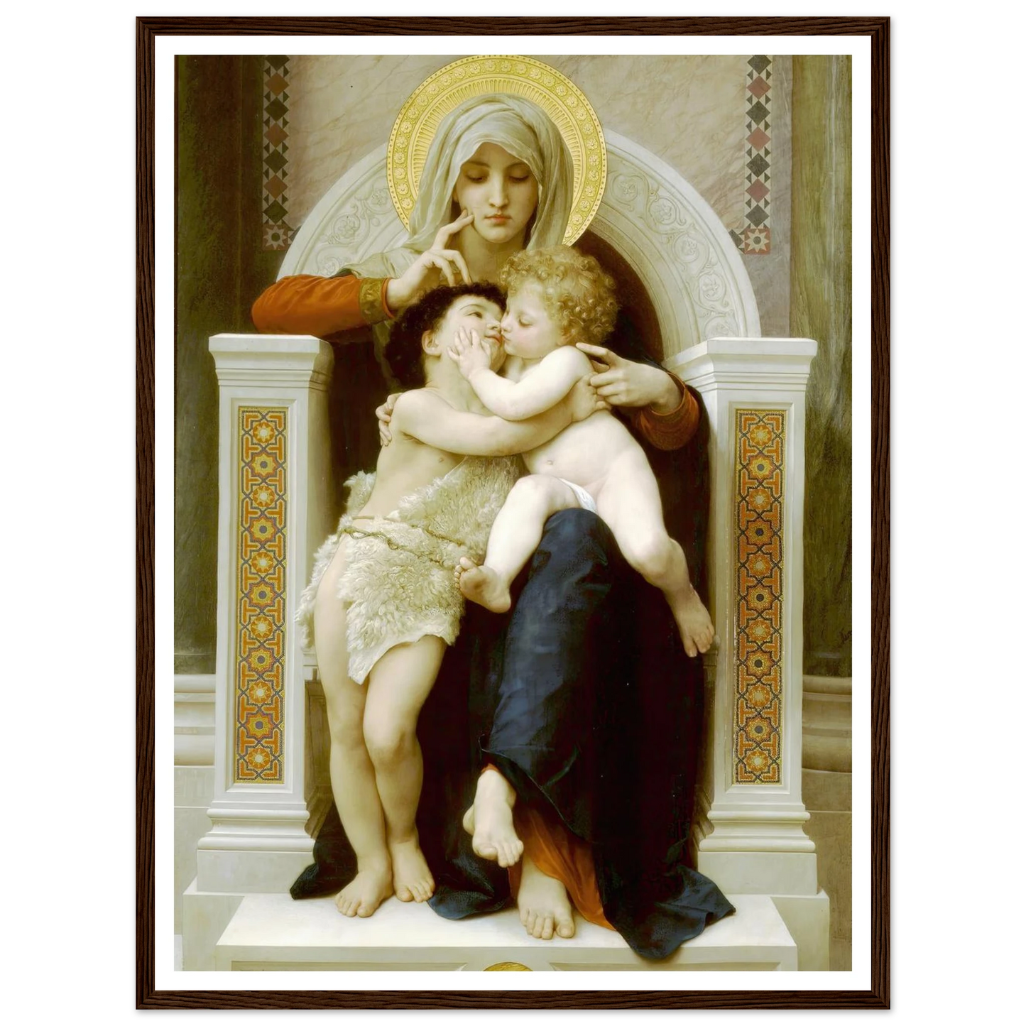 Madonna with child and John the Baptist (1875) Art Print | William Bouguereau - Framed Poster - 30x40 cm / 12x16″ - Black frame