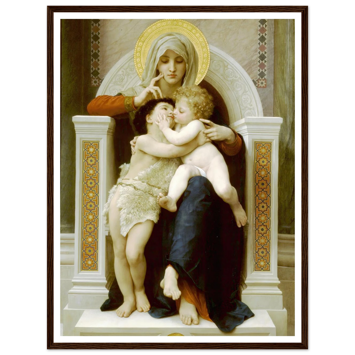 Madonna with child and John the Baptist (1875) Art Print | William Bouguereau - Framed Poster - 30x40 cm / 12x16″ - Black frame