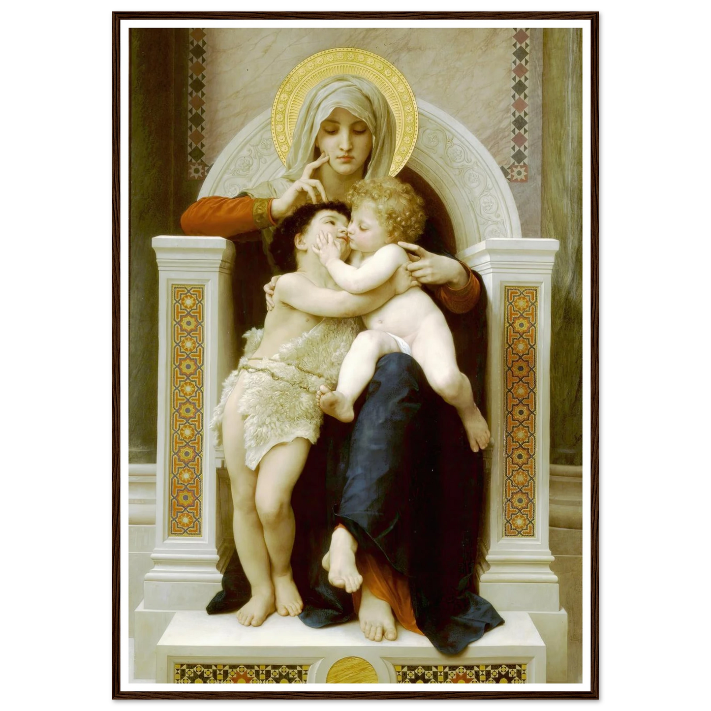 Madonna with child and John the Baptist (1875) Art Print | William Bouguereau - Framed Poster - 30x40 cm / 12x16″ - Black frame