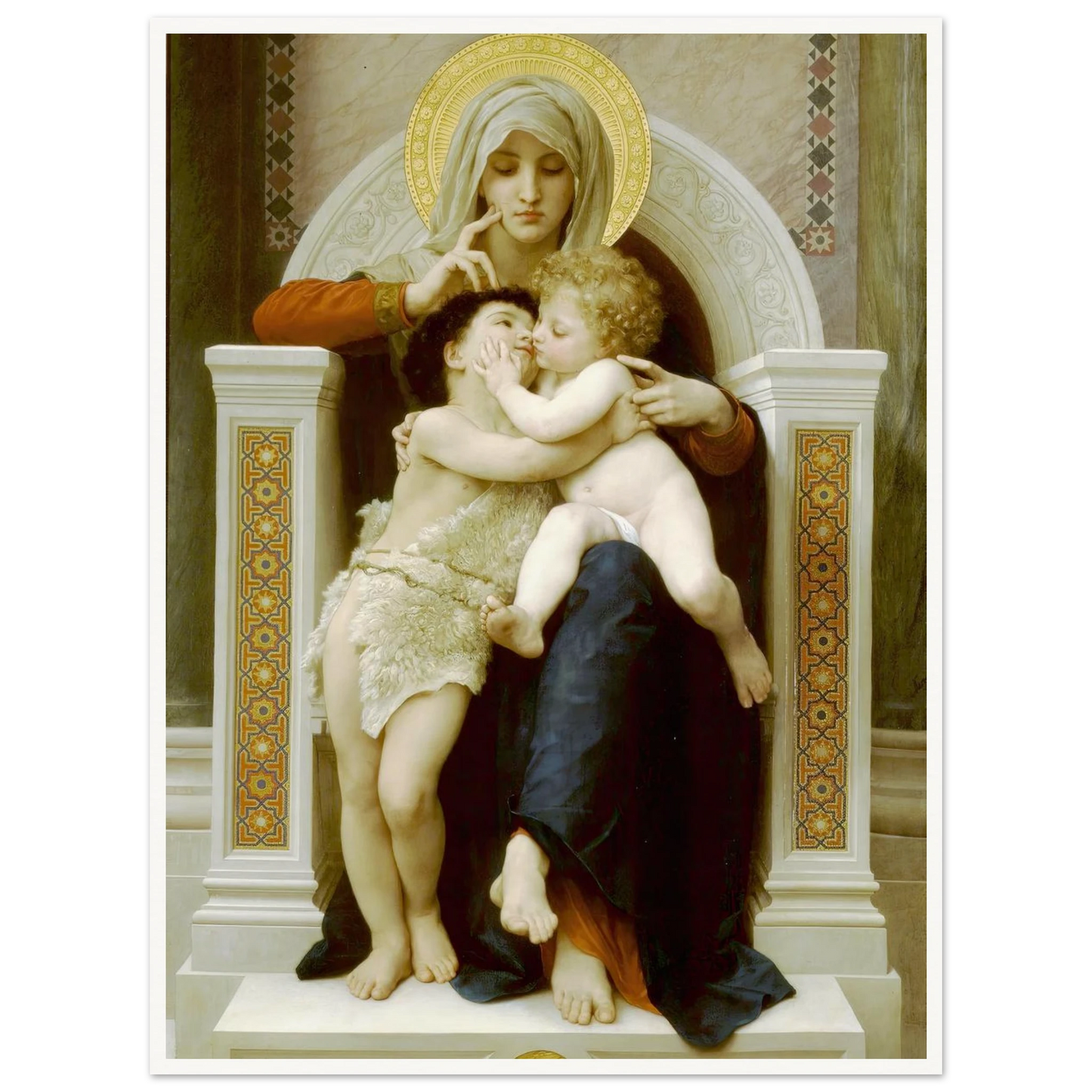 Madonna with child and John the Baptist (1875) Art Print | William Bouguereau - Framed Poster - 30x40 cm / 12x16″ - Black frame
