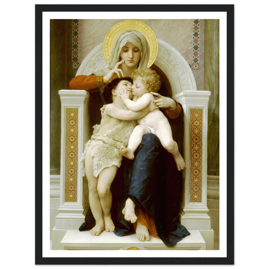 Madonna with child and John the Baptist (1875) Art Print | William Bouguereau - Framed Poster - 30x40 cm / 12x16″ - Black frame