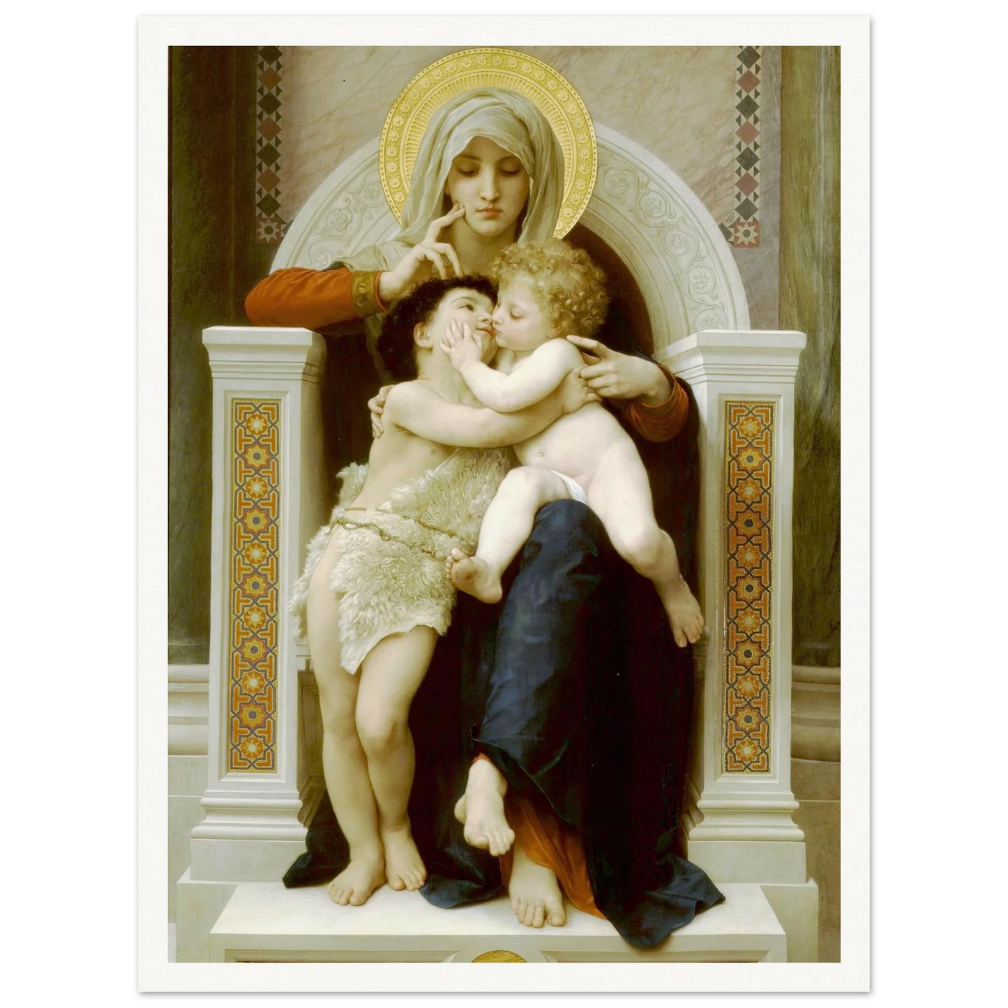 Madonna with child and John the Baptist (1875) Art Print | William Bouguereau - Framed Poster - 30x40 cm / 12x16″ - Black frame