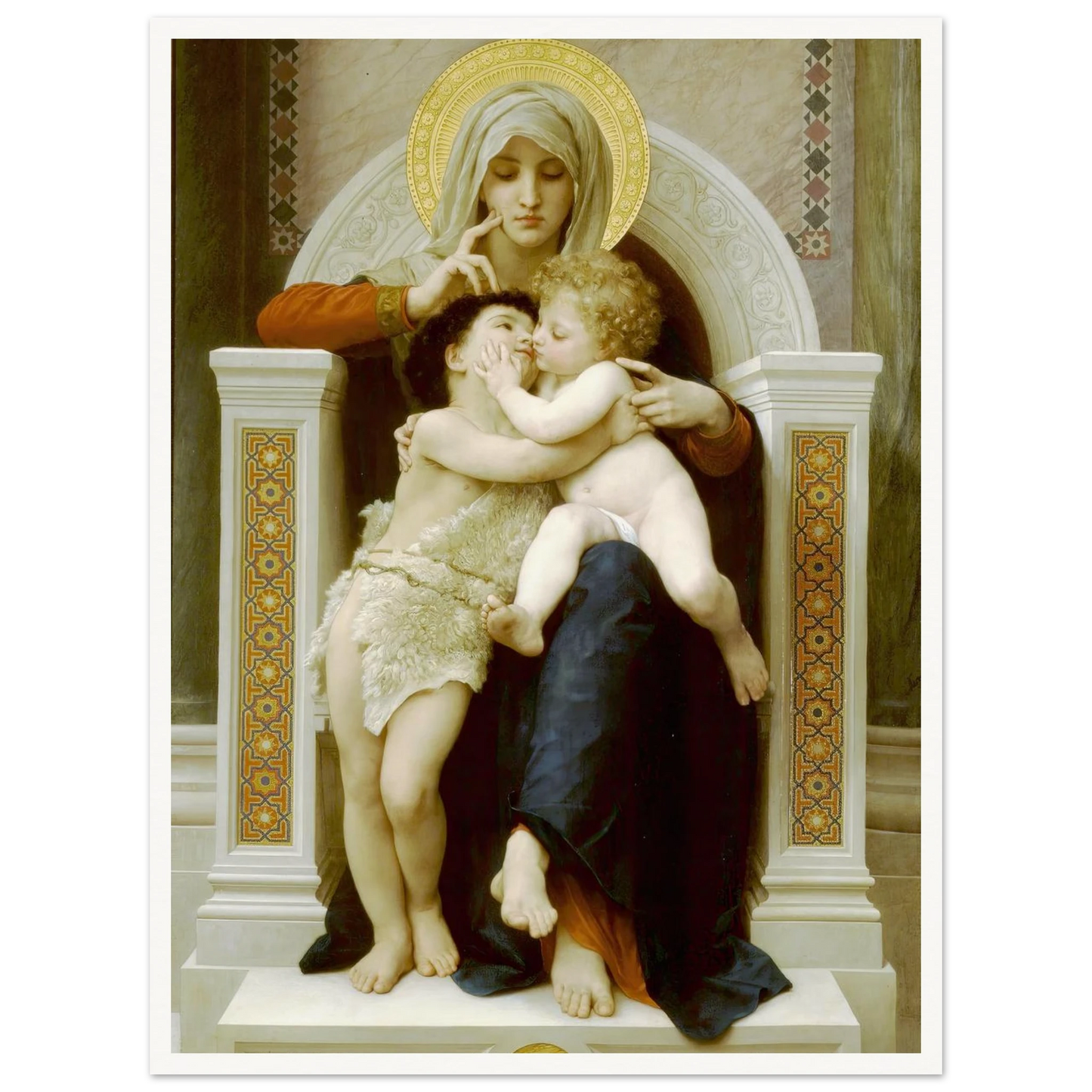 Madonna with child and John the Baptist (1875) Art Print | William Bouguereau - Framed Poster - 30x40 cm / 12x16″ - Black frame
