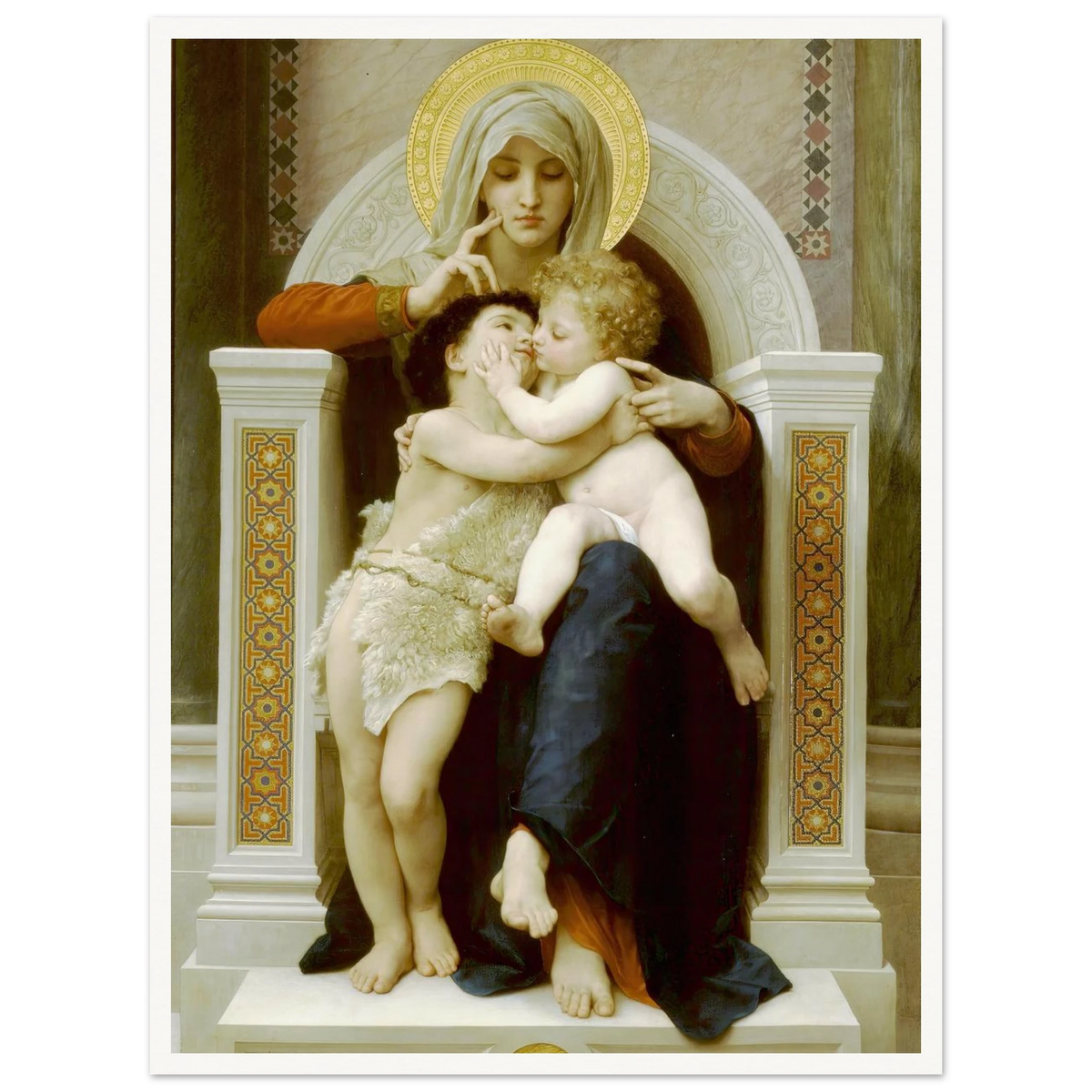 Madonna with child and John the Baptist (1875) Art Print | William Bouguereau - Framed Poster - 30x40 cm / 12x16″ - Black frame