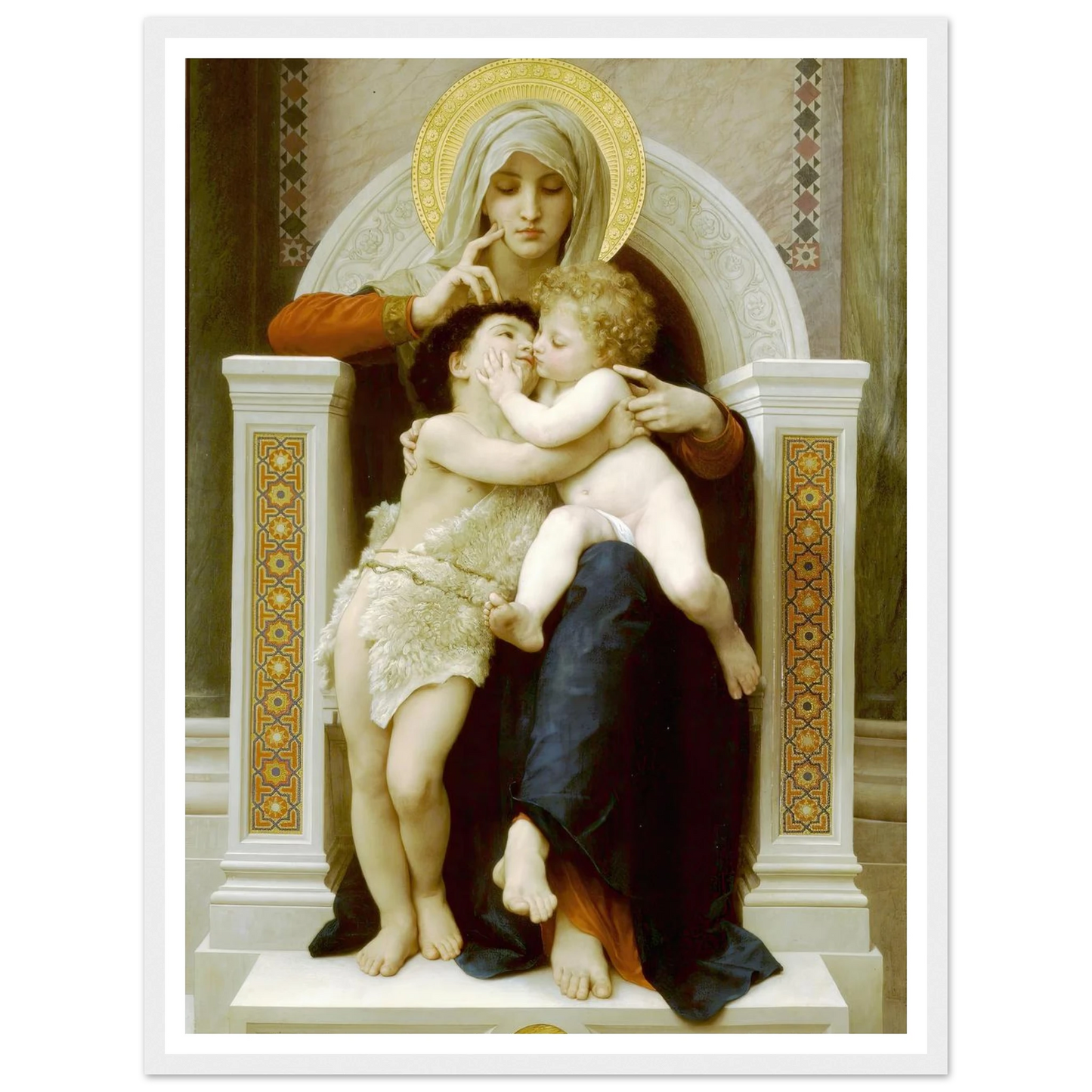Madonna with child and John the Baptist (1875) Art Print | William Bouguereau - Framed Poster - 30x40 cm / 12x16″ - Black frame