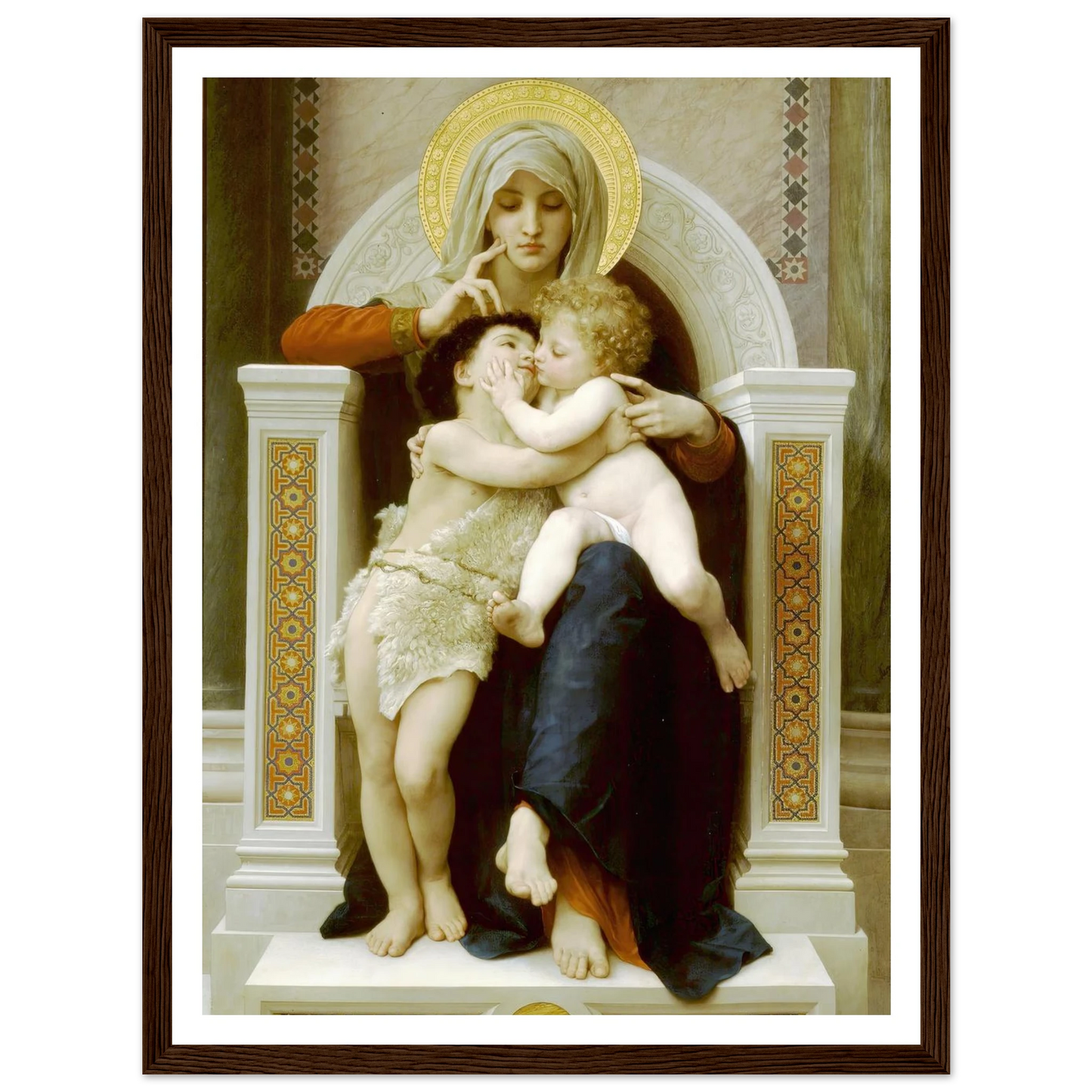 Madonna with child and John the Baptist (1875) Art Print | William Bouguereau - Framed Poster - 30x40 cm / 12x16″ - Black frame
