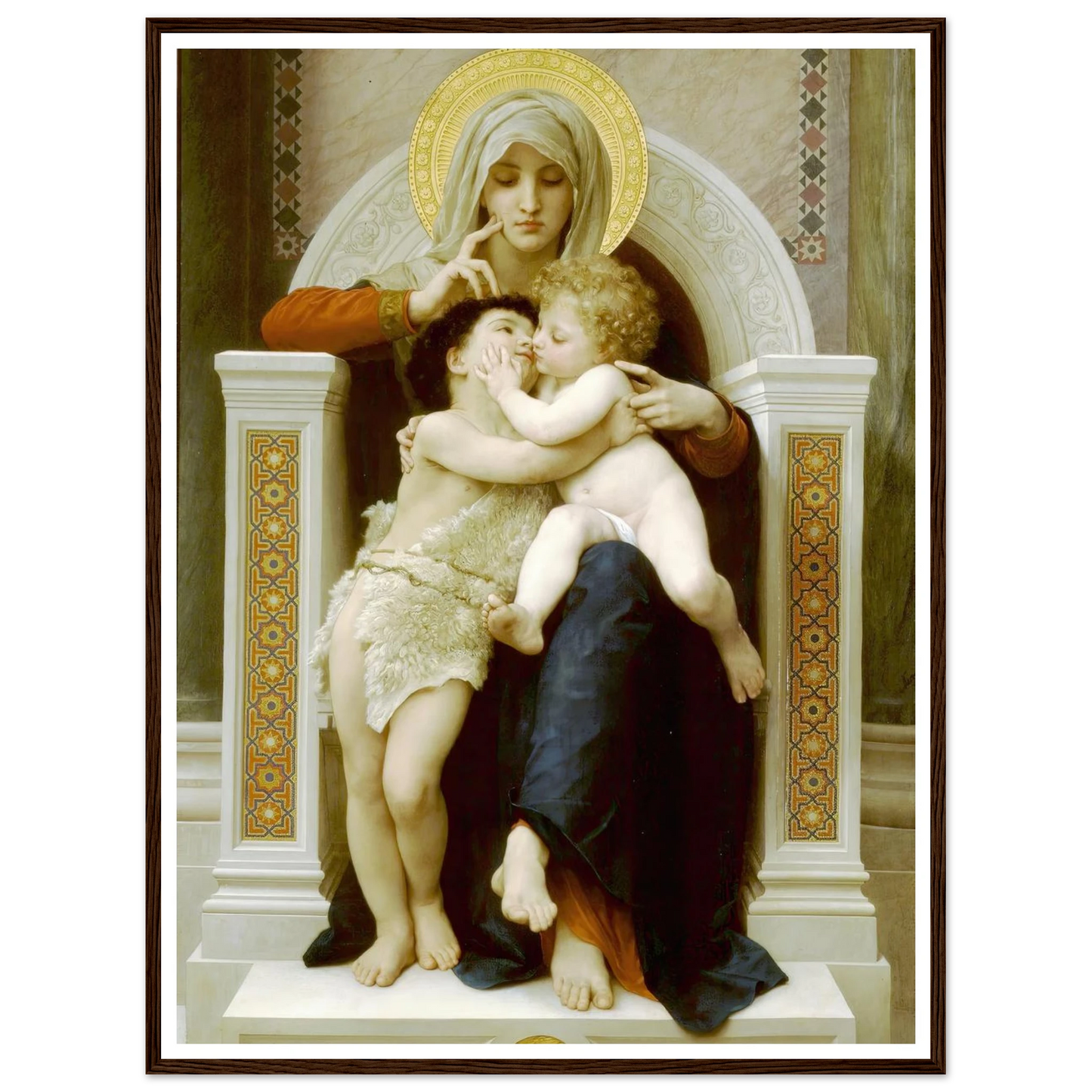 Madonna with child and John the Baptist (1875) Art Print | William Bouguereau - Framed Poster - 30x40 cm / 12x16″ - Black frame