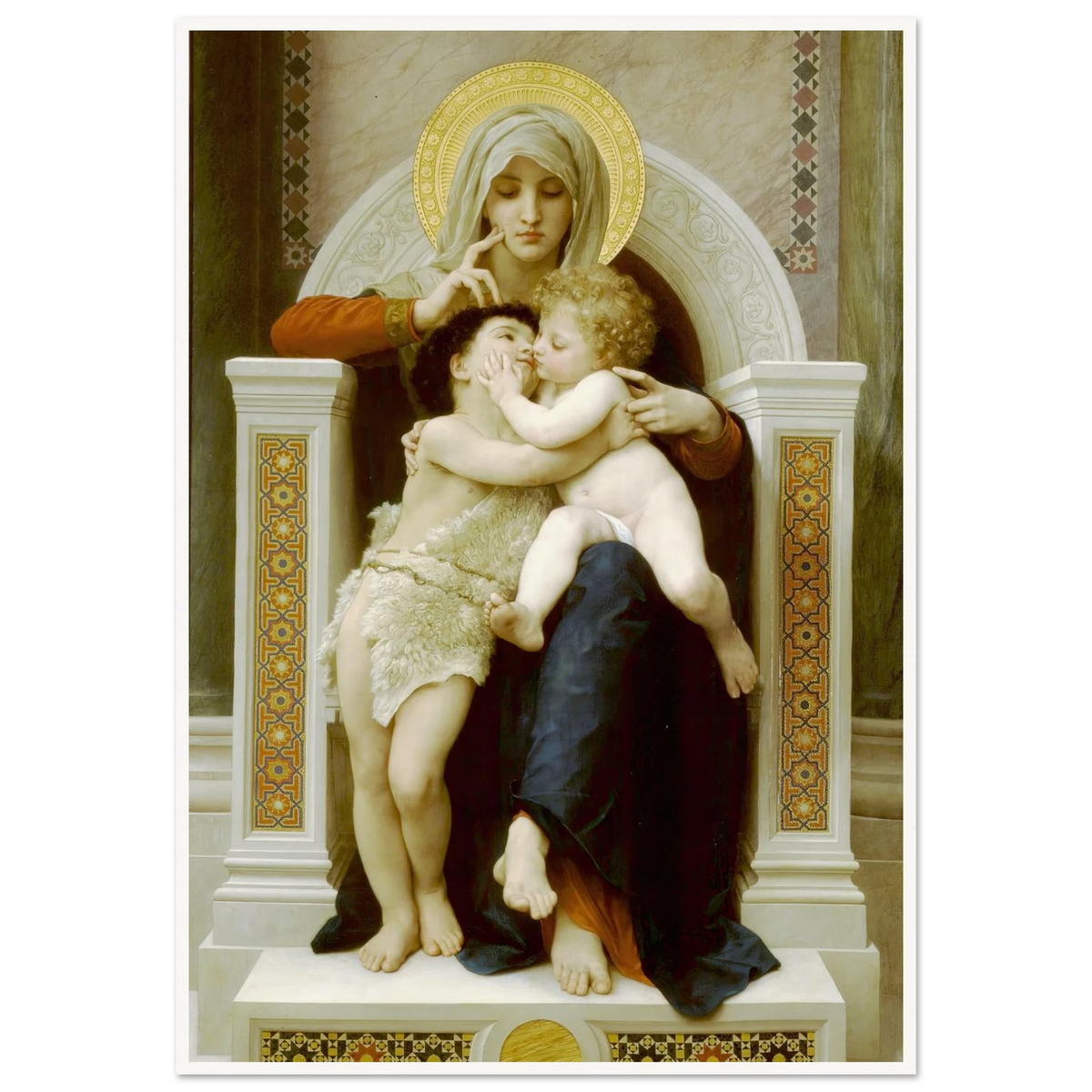 Madonna with child and John the Baptist (1875) Art Print | William Bouguereau - Framed Poster - 30x40 cm / 12x16″ - Black frame