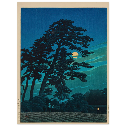 Magome no tsuki (Moon at Magome) (1930) Art Print | Kawase Hasui - Framed Poster - 30x40 cm / 12x16″ - Black frame