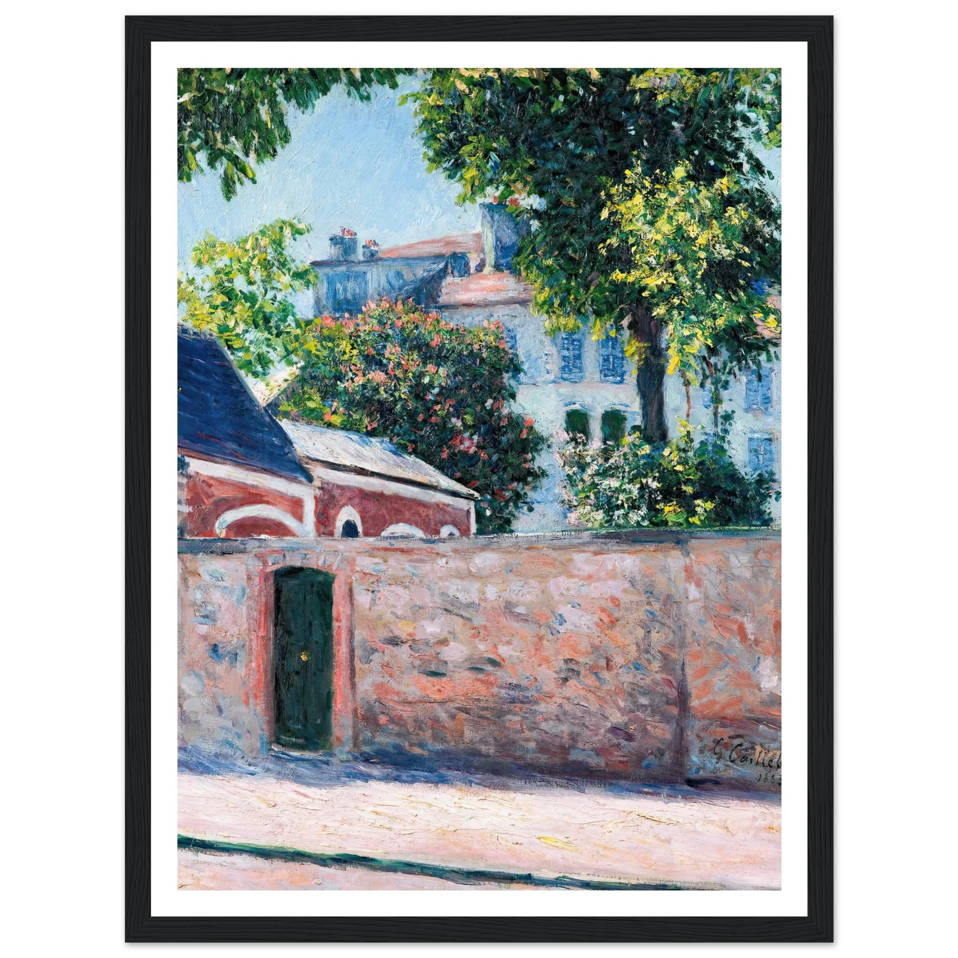 Maisons À Argenteuil (1883) Art Print | Gustave Caillebotte - Framed Poster - 30x40 cm / 12x16″ - Black frame