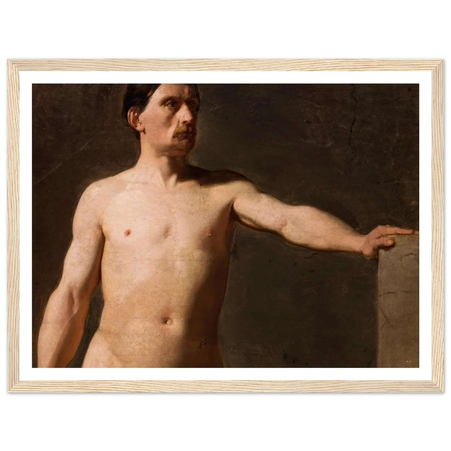 Male nude – torso of a male figure (1859) Art Print | Jan Matejko - Framed Poster - 30x40 cm / 12x16″ - Black frame