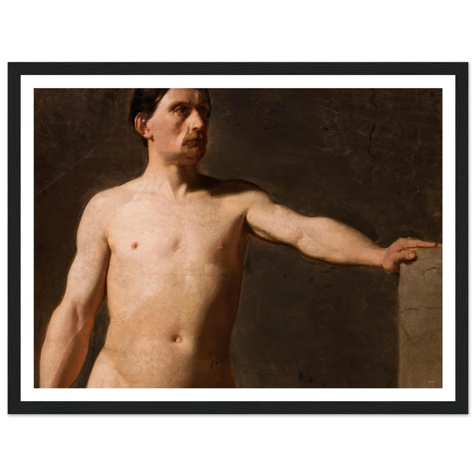 Male nude – torso of a male figure (1859) Art Print | Jan Matejko - Framed Poster - 30x40 cm / 12x16″ - Black frame