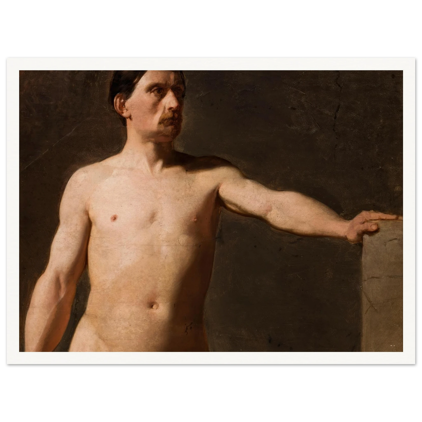 Male nude – torso of a male figure (1859) Art Print | Jan Matejko - Framed Poster - 30x40 cm / 12x16″ - Black frame