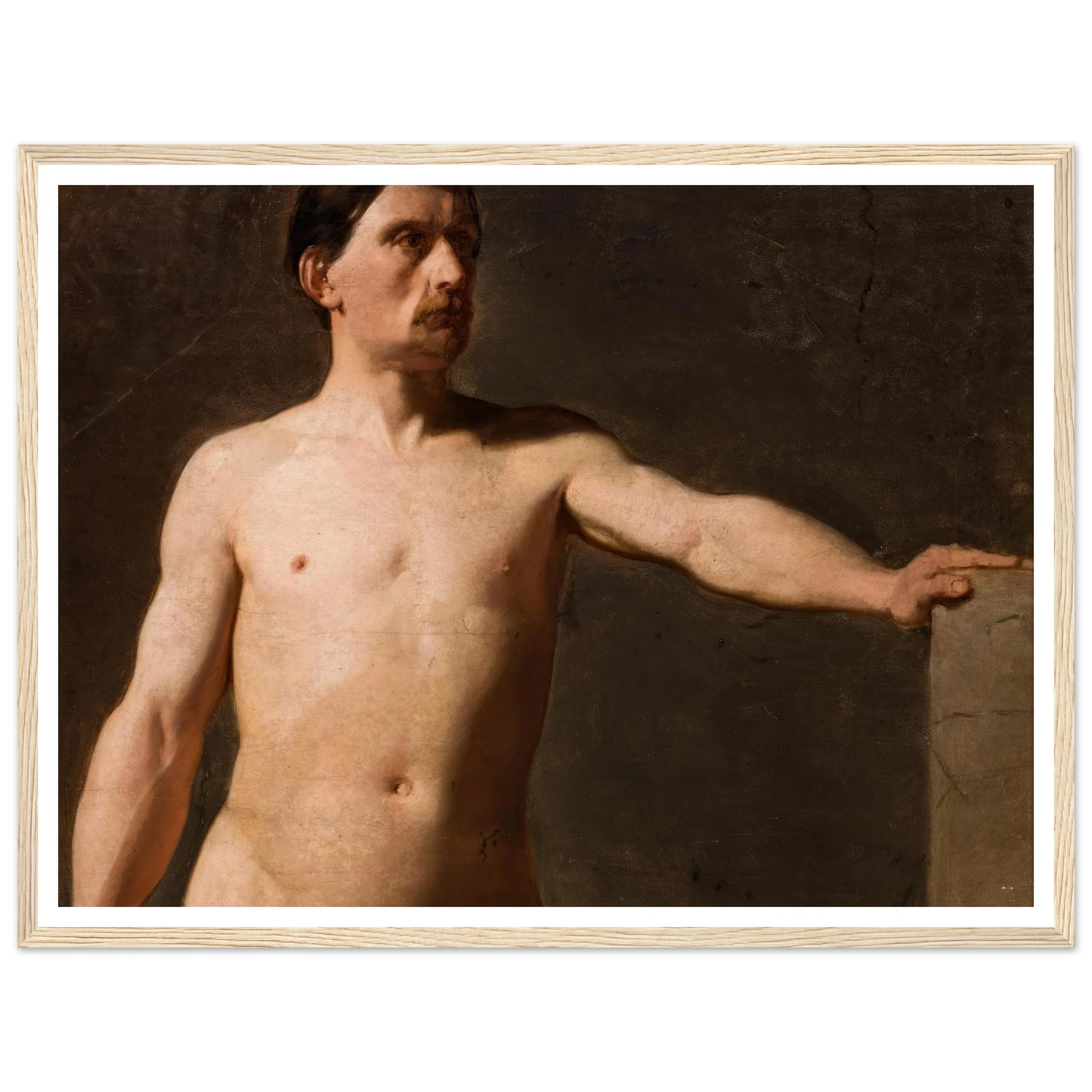 Male nude – torso of a male figure (1859) Art Print | Jan Matejko - Framed Poster - 30x40 cm / 12x16″ - Black frame