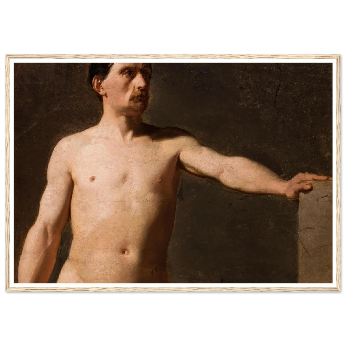 Male nude – torso of a male figure (1859) Art Print | Jan Matejko - Framed Poster - 30x40 cm / 12x16″ - Black frame