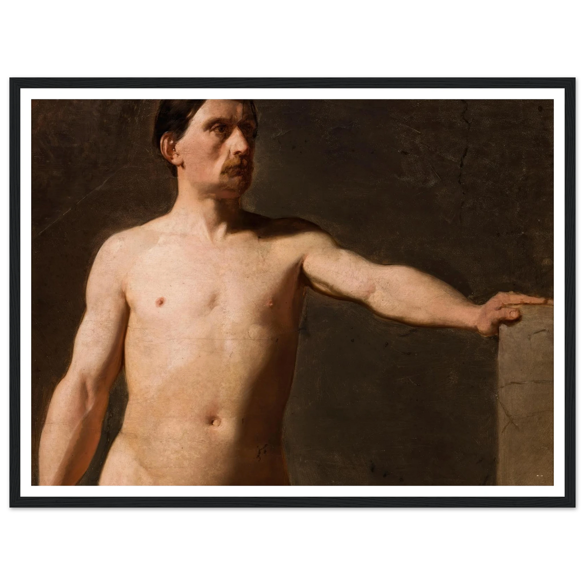 Male nude – torso of a male figure (1859) Art Print | Jan Matejko - Framed Poster - 30x40 cm / 12x16″ - Black frame