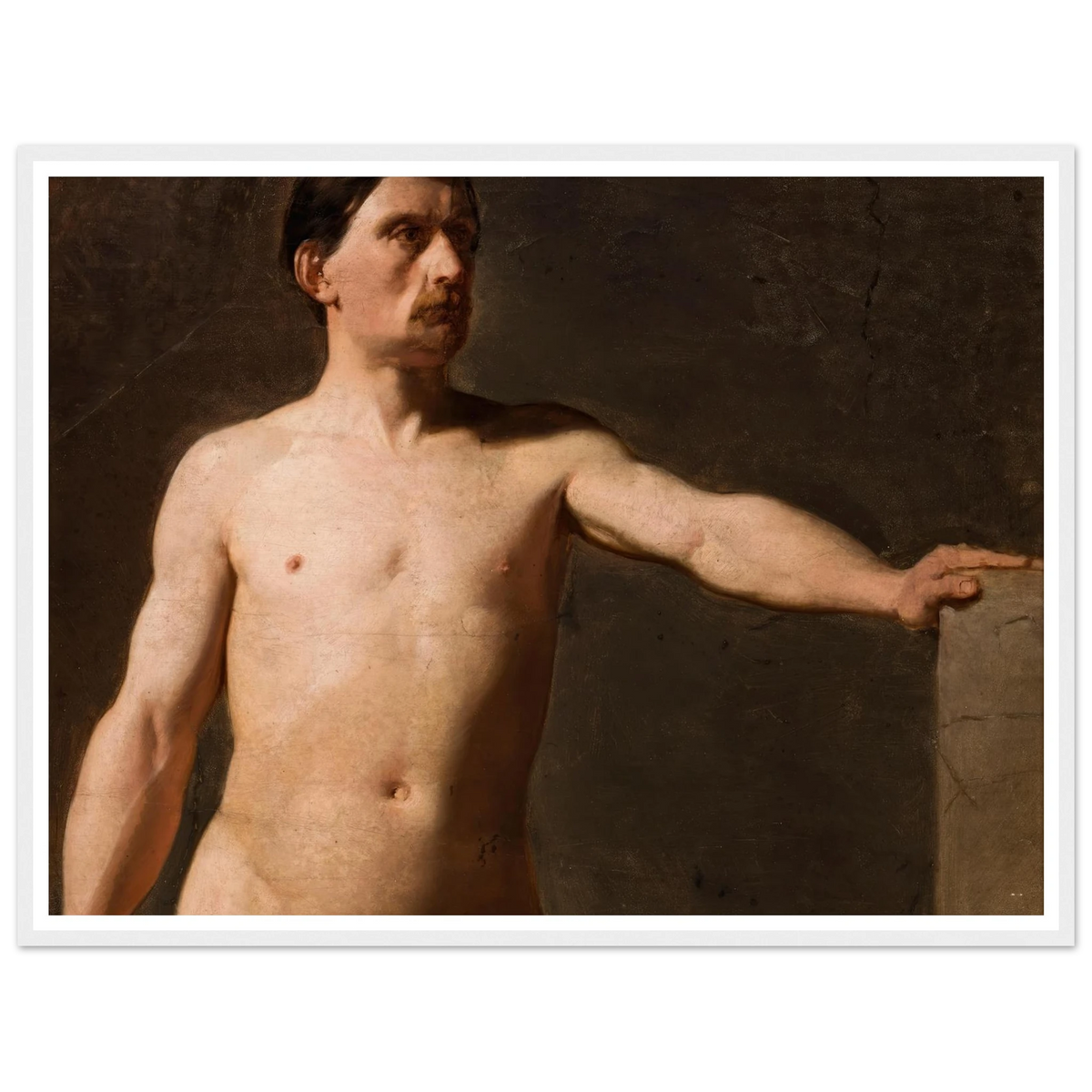 Male nude – torso of a male figure (1859) Art Print | Jan Matejko - Framed Poster - 30x40 cm / 12x16″ - Black frame
