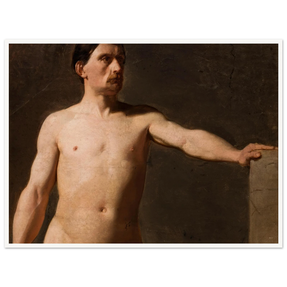 Male nude – torso of a male figure (1859) Art Print | Jan Matejko - Framed Poster - 30x40 cm / 12x16″ - Black frame