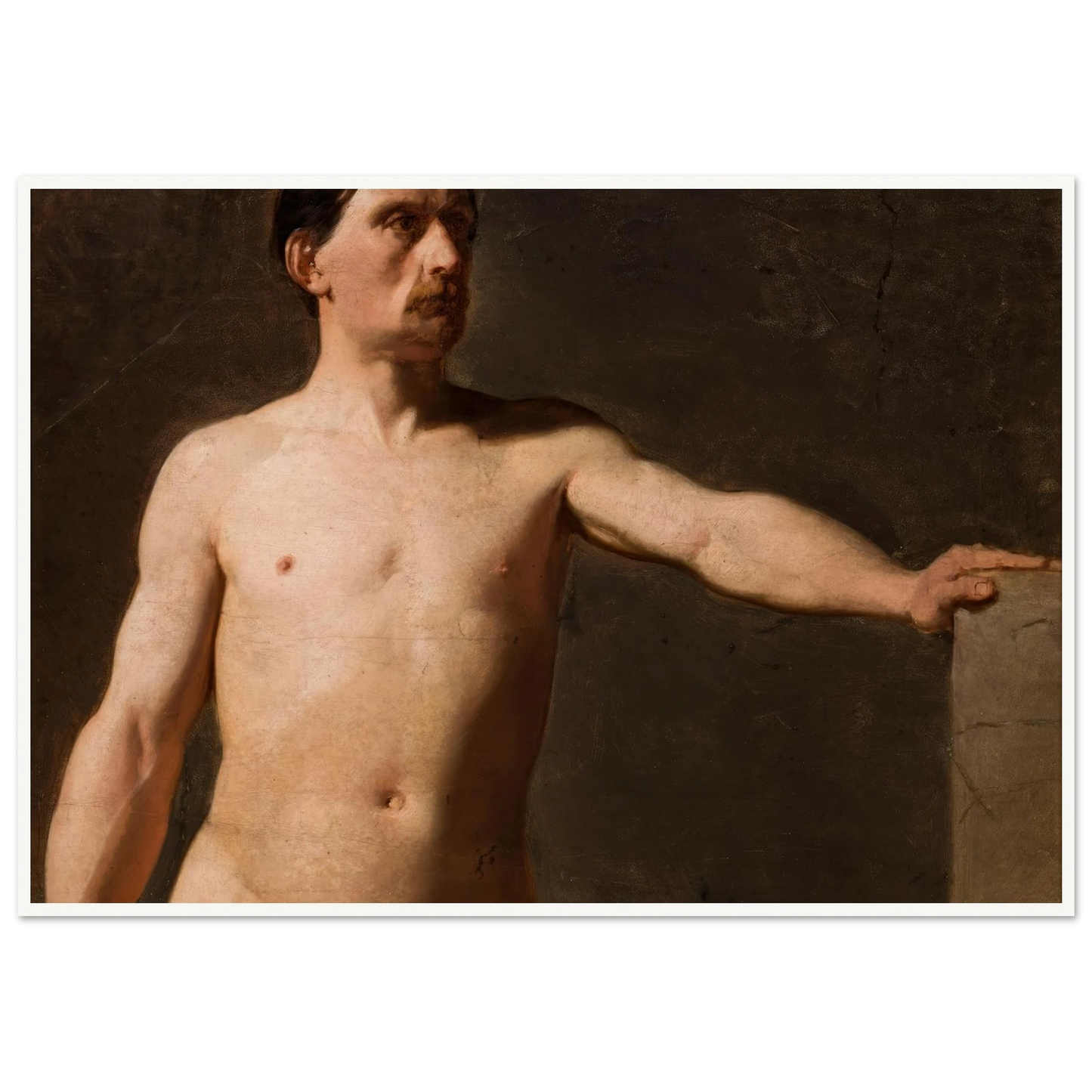 Male nude – torso of a male figure (1859) Art Print | Jan Matejko - Framed Poster - 30x40 cm / 12x16″ - Black frame