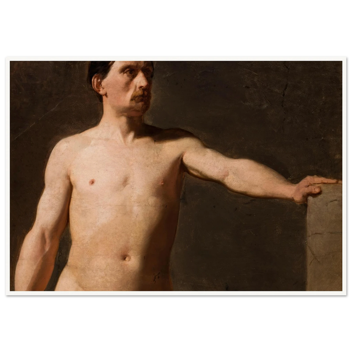 Male nude – torso of a male figure (1859) Art Print | Jan Matejko - Framed Poster - 30x40 cm / 12x16″ - Black frame