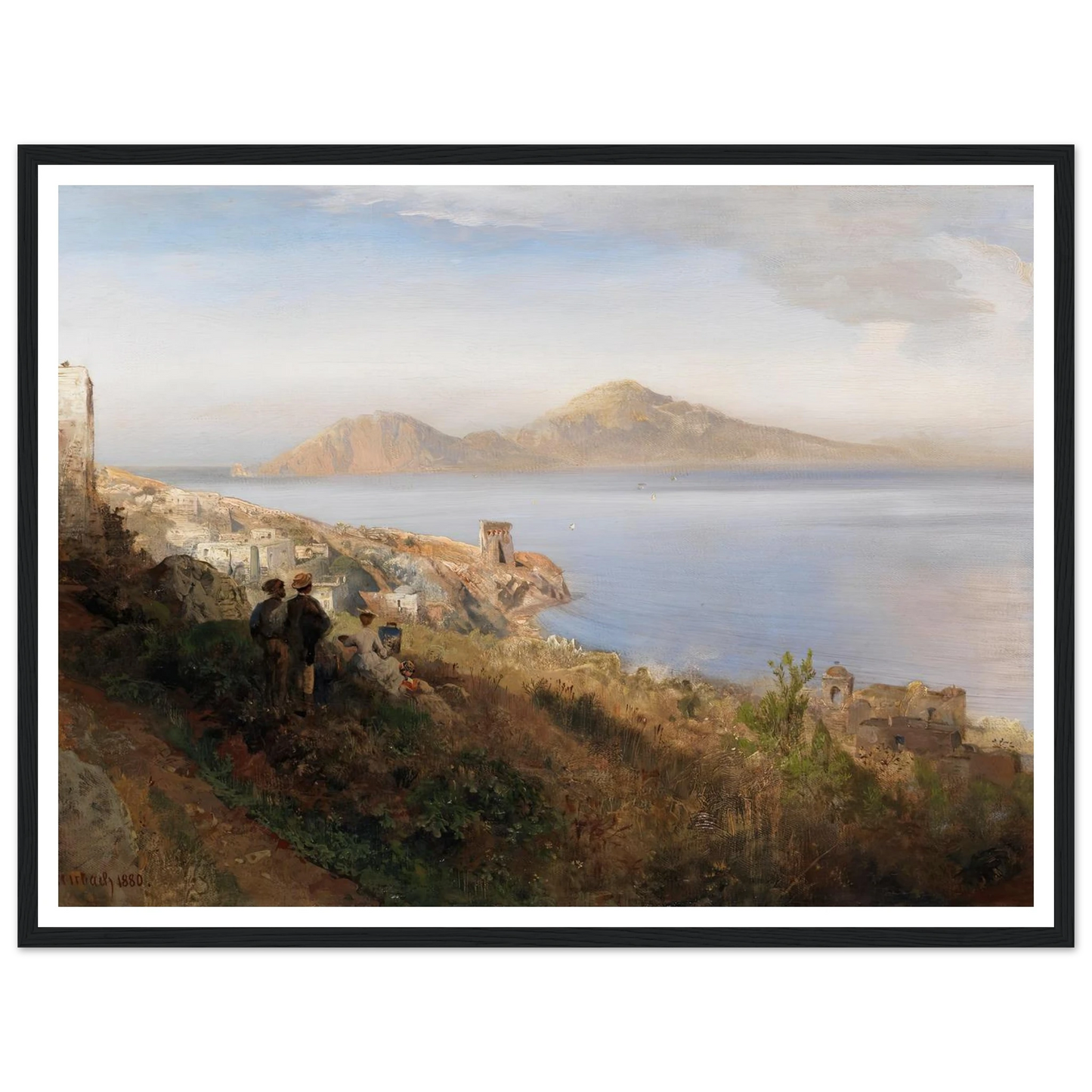 Malerin mit Blick auf Capri (1880) Art Print | Oswald Achenbach - Framed Poster - 30x40 cm / 12x16″ - Black frame