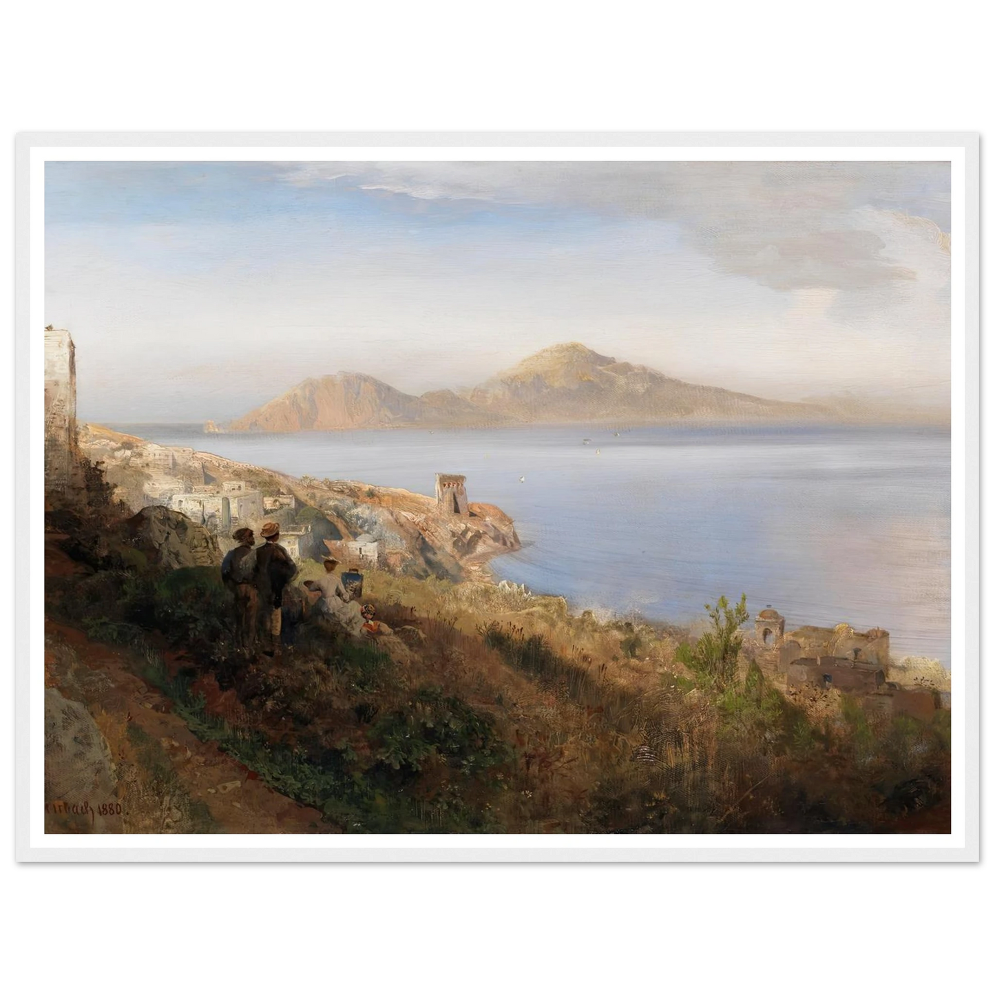Malerin mit Blick auf Capri (1880) Art Print | Oswald Achenbach - Framed Poster - 30x40 cm / 12x16″ - Black frame