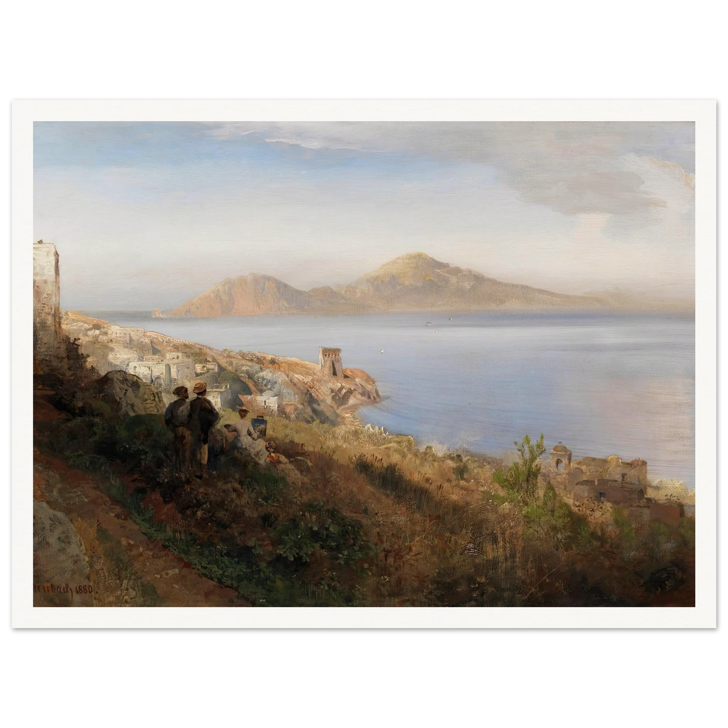 Malerin mit Blick auf Capri (1880) Art Print | Oswald Achenbach - Framed Poster - 30x40 cm / 12x16″ - Black frame