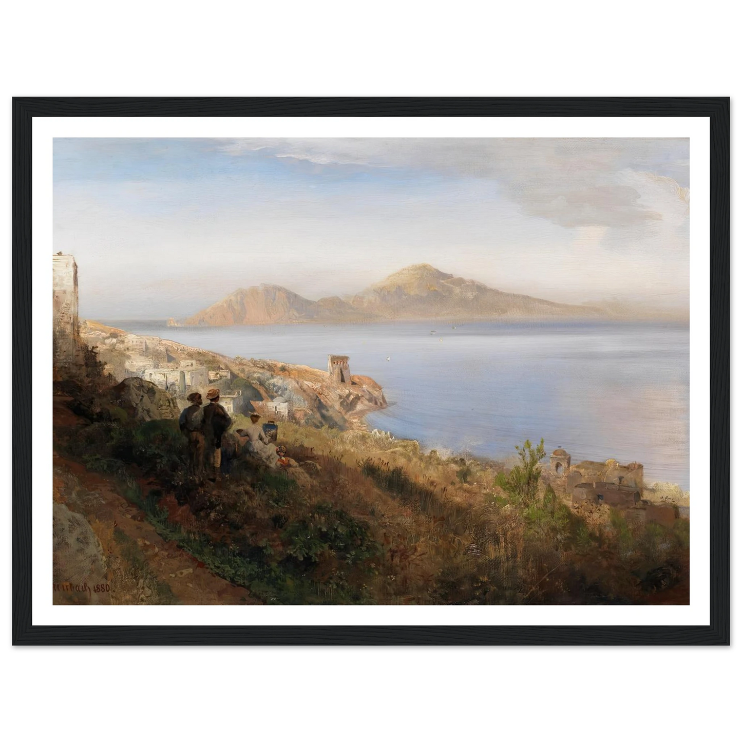 Malerin mit Blick auf Capri (1880) Art Print | Oswald Achenbach - Framed Poster - 30x40 cm / 12x16″ - Black frame