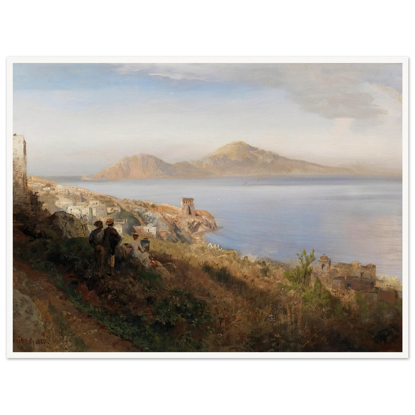 Malerin mit Blick auf Capri (1880) Art Print | Oswald Achenbach - Framed Poster - 30x40 cm / 12x16″ - Black frame