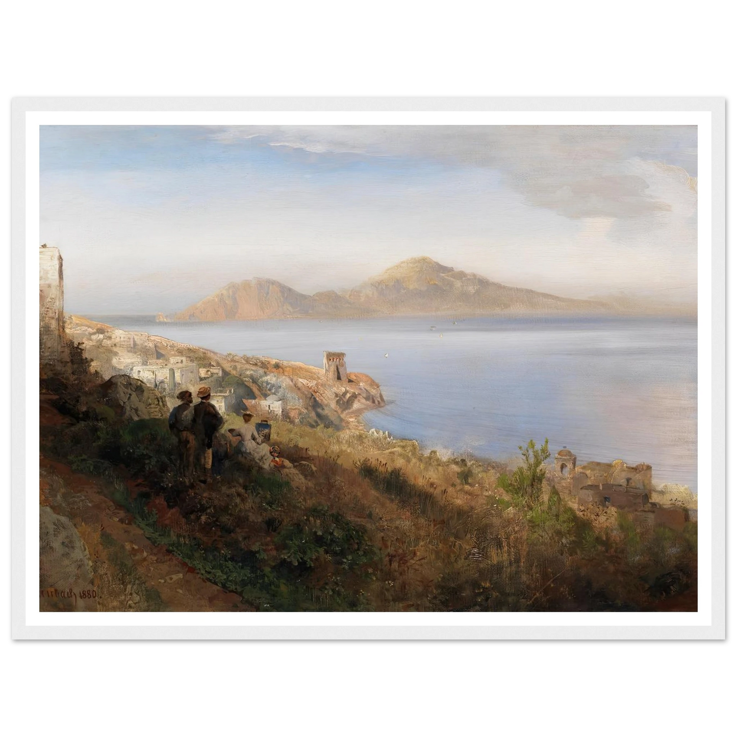 Malerin mit Blick auf Capri (1880) Art Print | Oswald Achenbach - Framed Poster - 30x40 cm / 12x16″ - Black frame