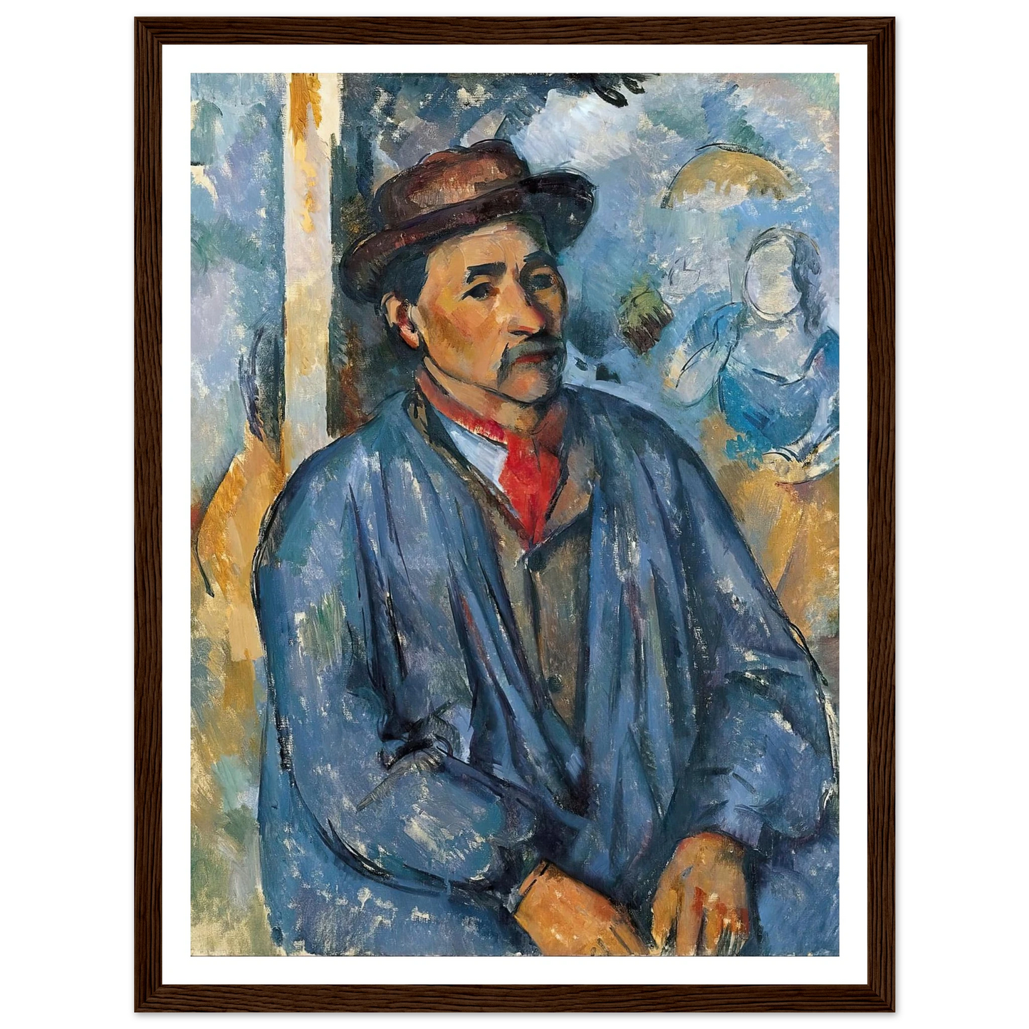 Man in a Blue Smock (c. 1896–97) Art Print | Paul Cezanne - Framed Poster - 30x40 cm / 12x16″ - Black frame