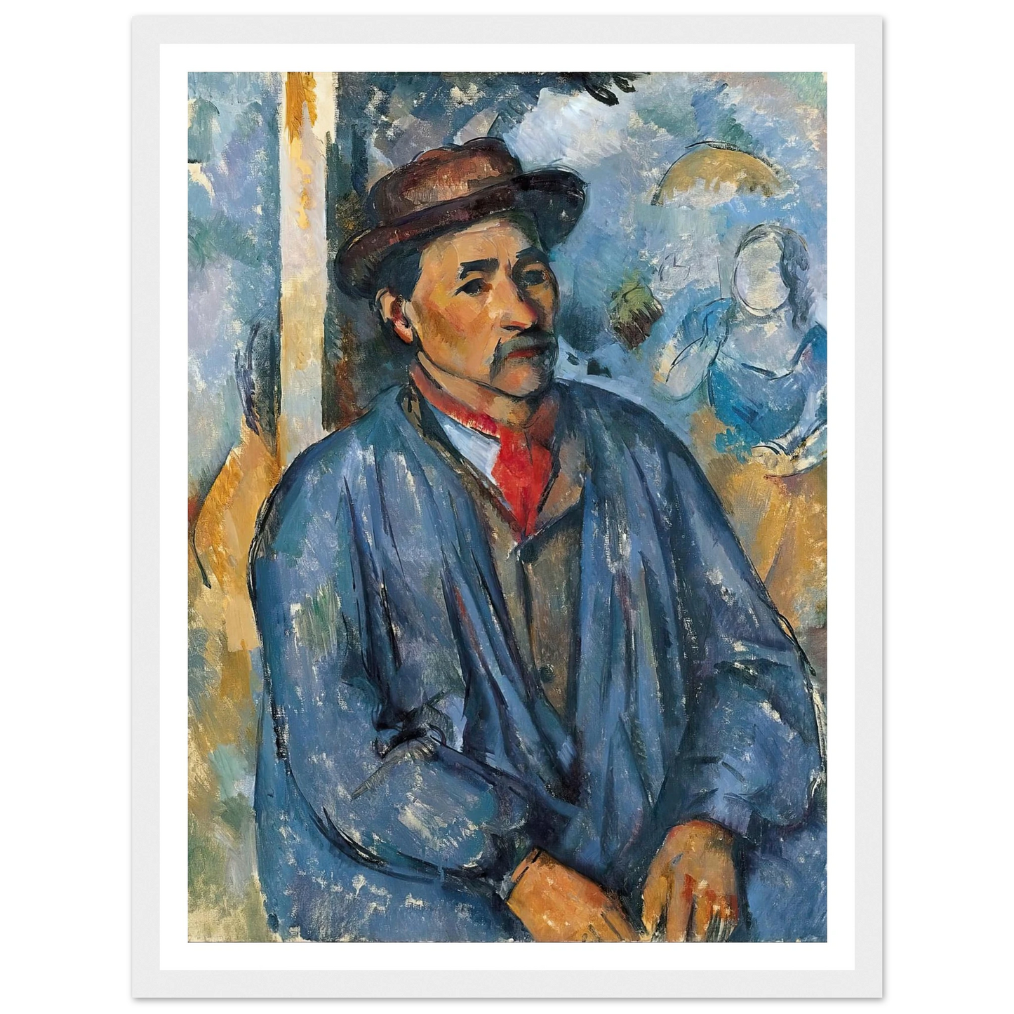 Man in a Blue Smock (c. 1896–97) Art Print | Paul Cezanne - Framed Poster - 30x40 cm / 12x16″ - Black frame