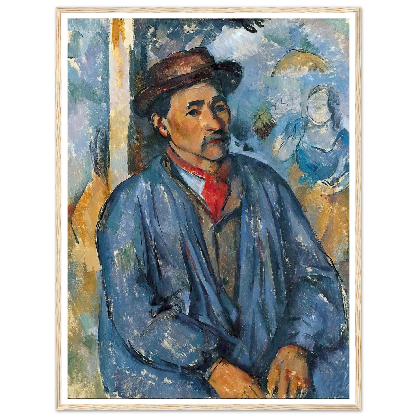 Man in a Blue Smock (c. 1896–97) Art Print | Paul Cezanne - Framed Poster - 30x40 cm / 12x16″ - Black frame