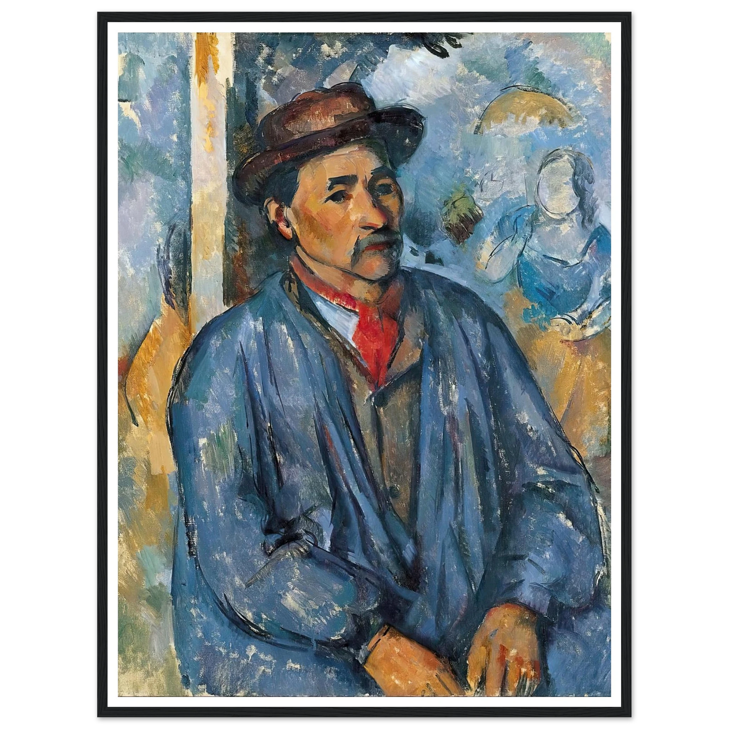 Man in a Blue Smock (c. 1896–97) Art Print | Paul Cezanne - Framed Poster - 30x40 cm / 12x16″ - Black frame