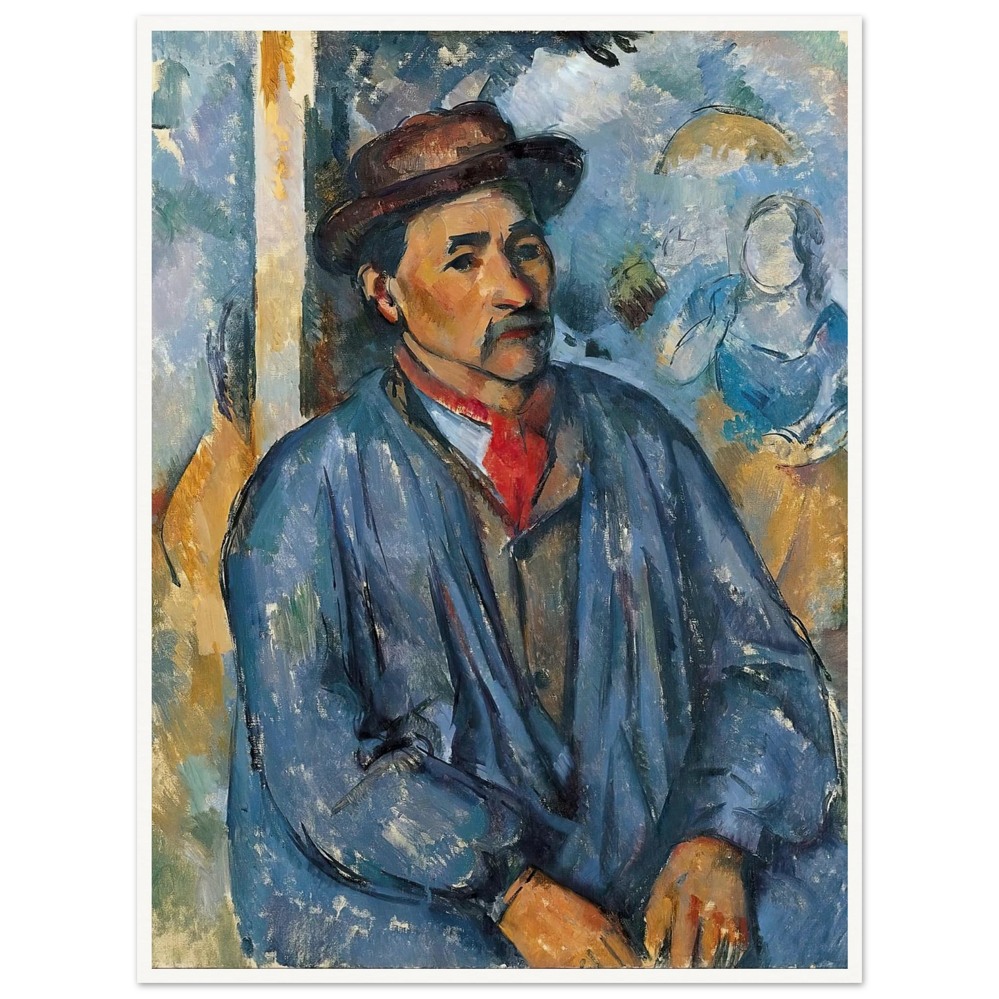 Man in a Blue Smock (c. 1896–97) Art Print | Paul Cezanne - Framed Poster - 30x40 cm / 12x16″ - Black frame