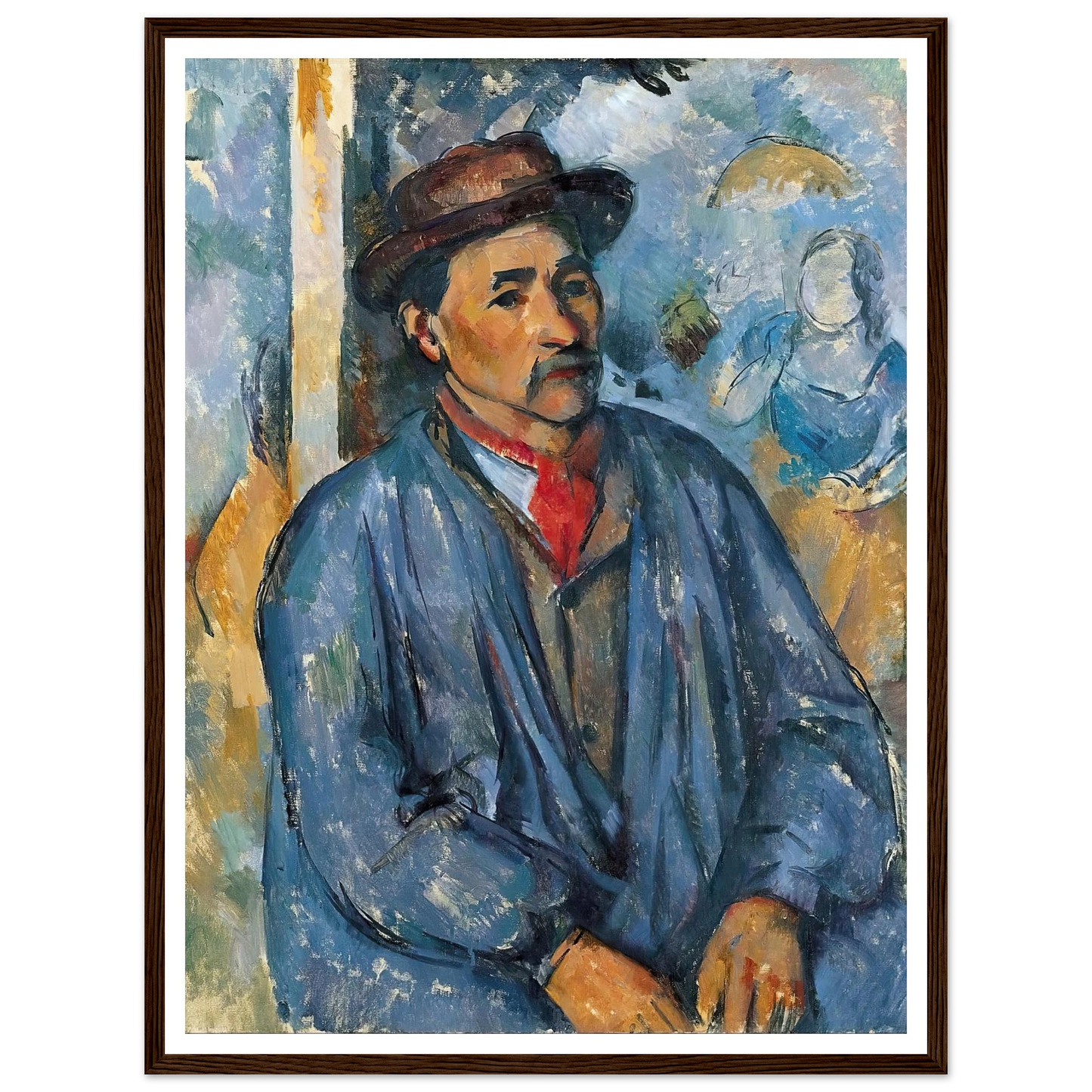 Man in a Blue Smock (c. 1896–97) Art Print | Paul Cezanne - Framed Poster - 30x40 cm / 12x16″ - Black frame
