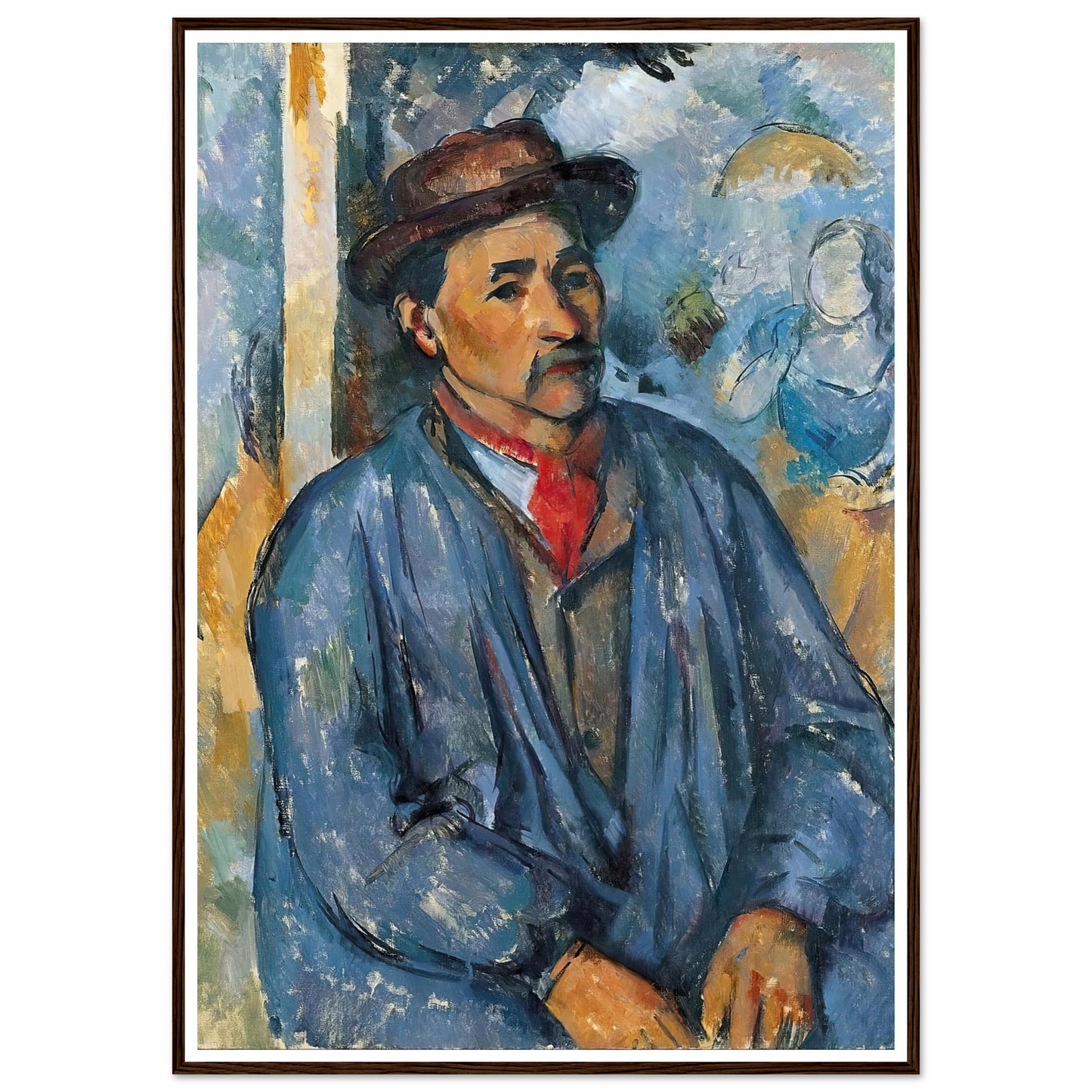 Man in a Blue Smock (c. 1896–97) Art Print | Paul Cezanne - Framed Poster - 30x40 cm / 12x16″ - Black frame