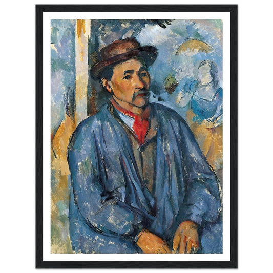 Man in a Blue Smock (c. 1896–97) Art Print | Paul Cezanne - Framed Poster - 30x40 cm / 12x16″ - Black frame