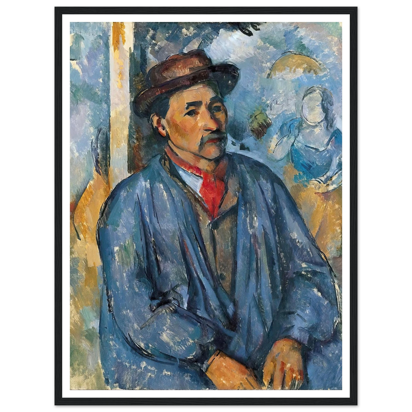 Man in a Blue Smock (c. 1896–97) Art Print | Paul Cezanne - Framed Poster - 30x40 cm / 12x16″ - Black frame