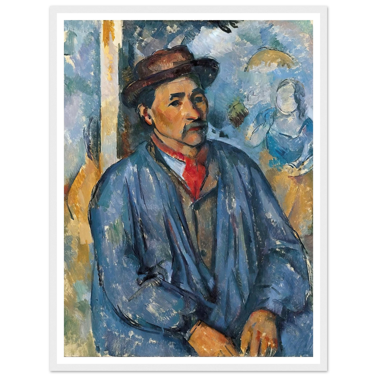 Man in a Blue Smock (c. 1896–97) Art Print | Paul Cezanne - Framed Poster - 30x40 cm / 12x16″ - Black frame