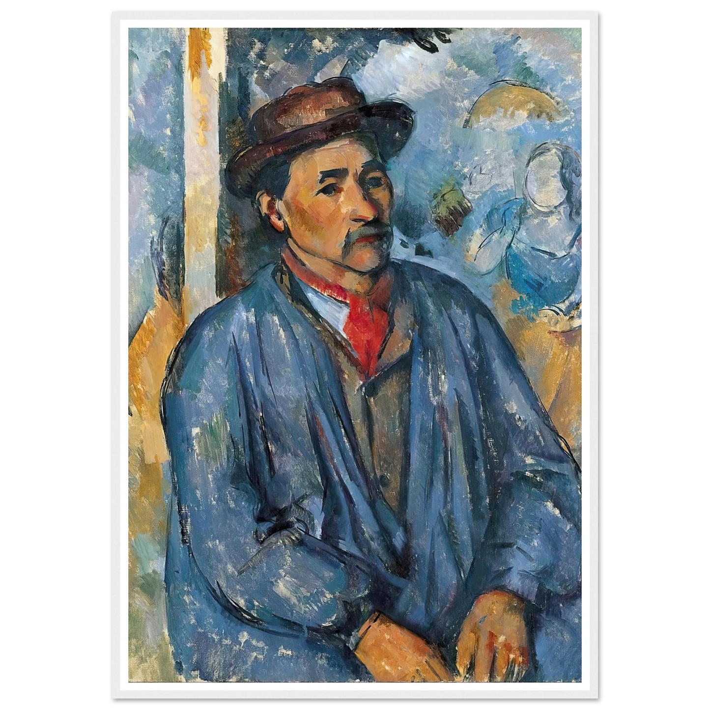 Man in a Blue Smock (c. 1896–97) Art Print | Paul Cezanne - Framed Poster - 30x40 cm / 12x16″ - Black frame