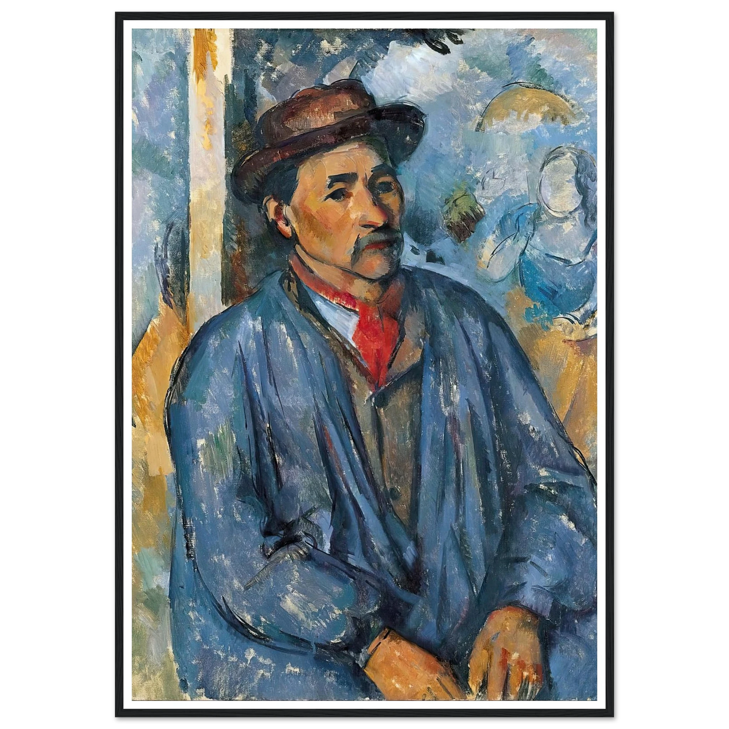 Man in a Blue Smock (c. 1896–97) Art Print | Paul Cezanne - Framed Poster - 30x40 cm / 12x16″ - Black frame