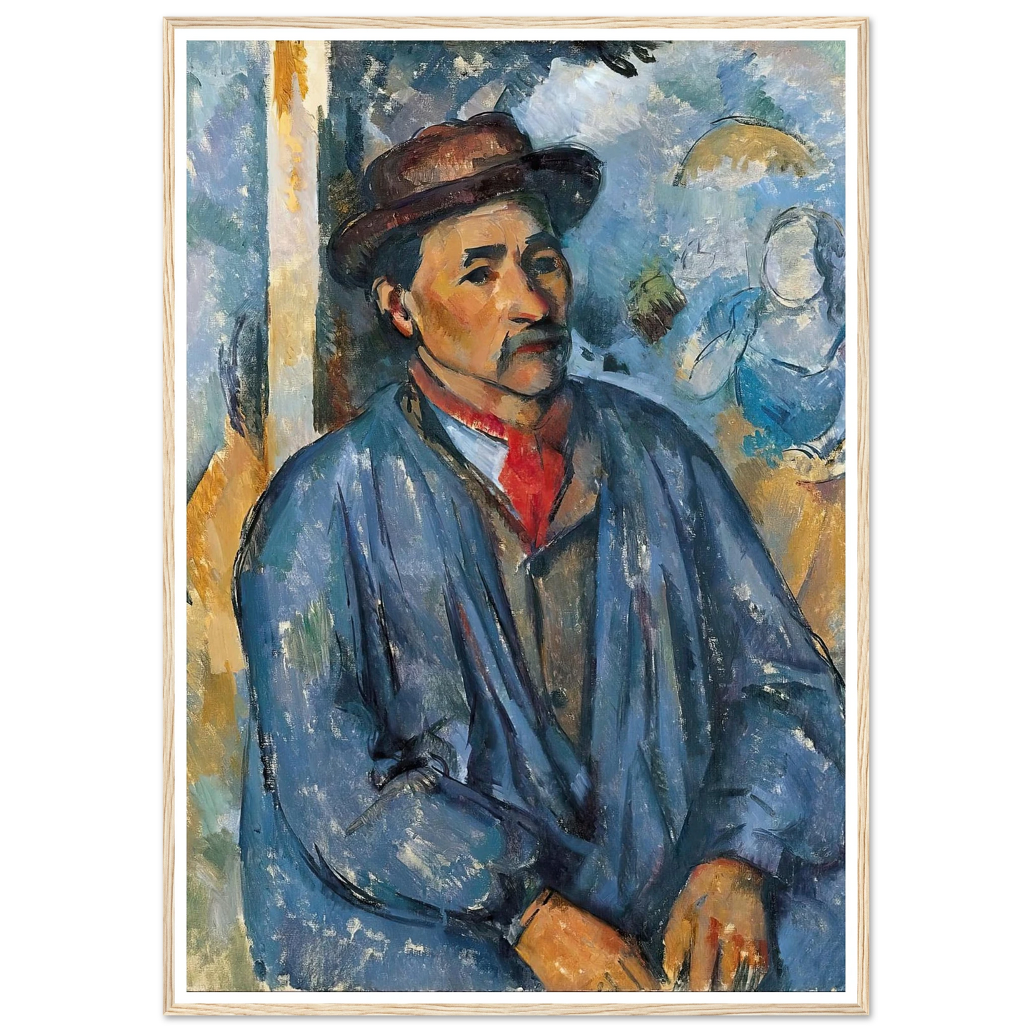 Man in a Blue Smock (c. 1896–97) Art Print | Paul Cezanne - Framed Poster - 30x40 cm / 12x16″ - Black frame
