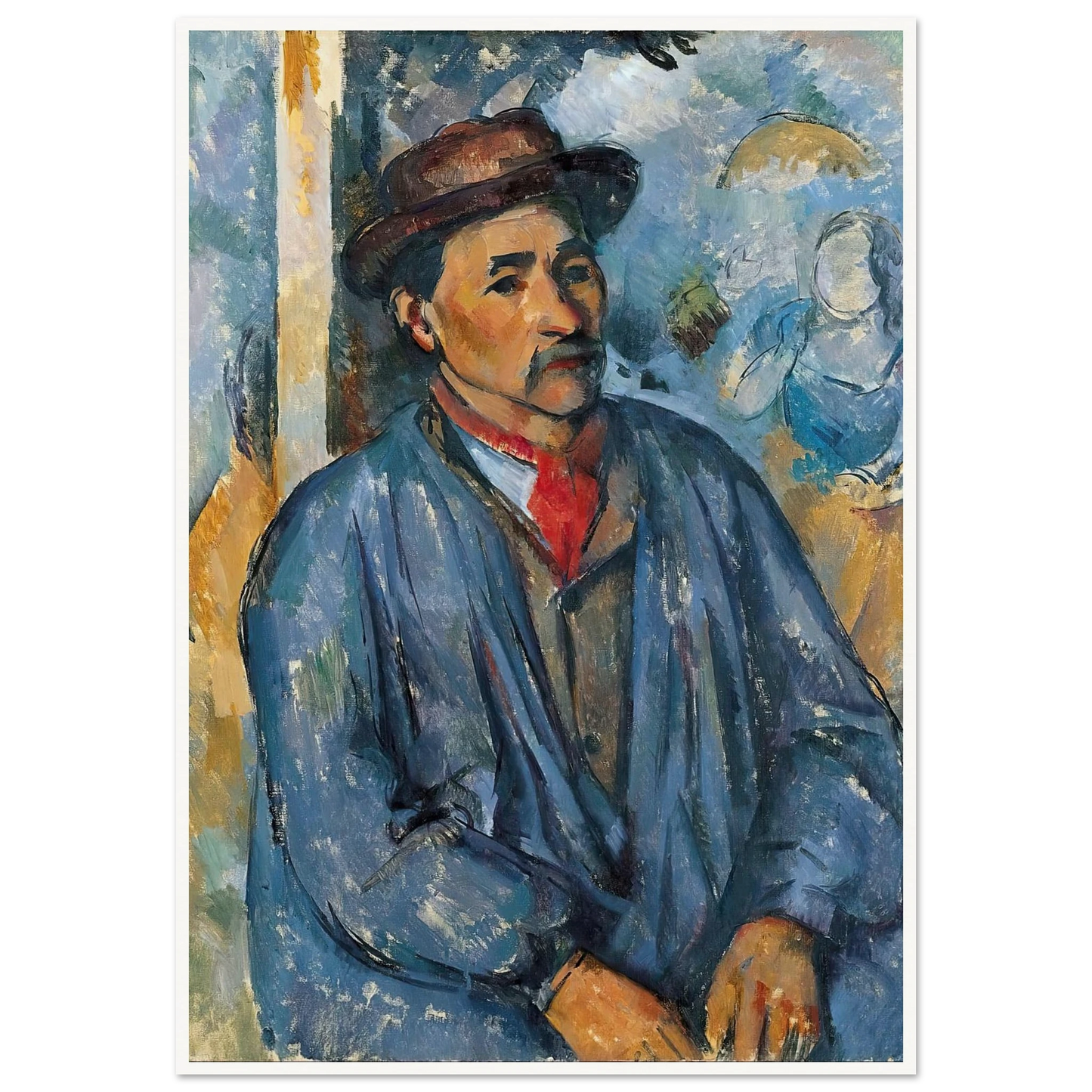 Man in a Blue Smock (c. 1896–97) Art Print | Paul Cezanne - Framed Poster - 30x40 cm / 12x16″ - Black frame