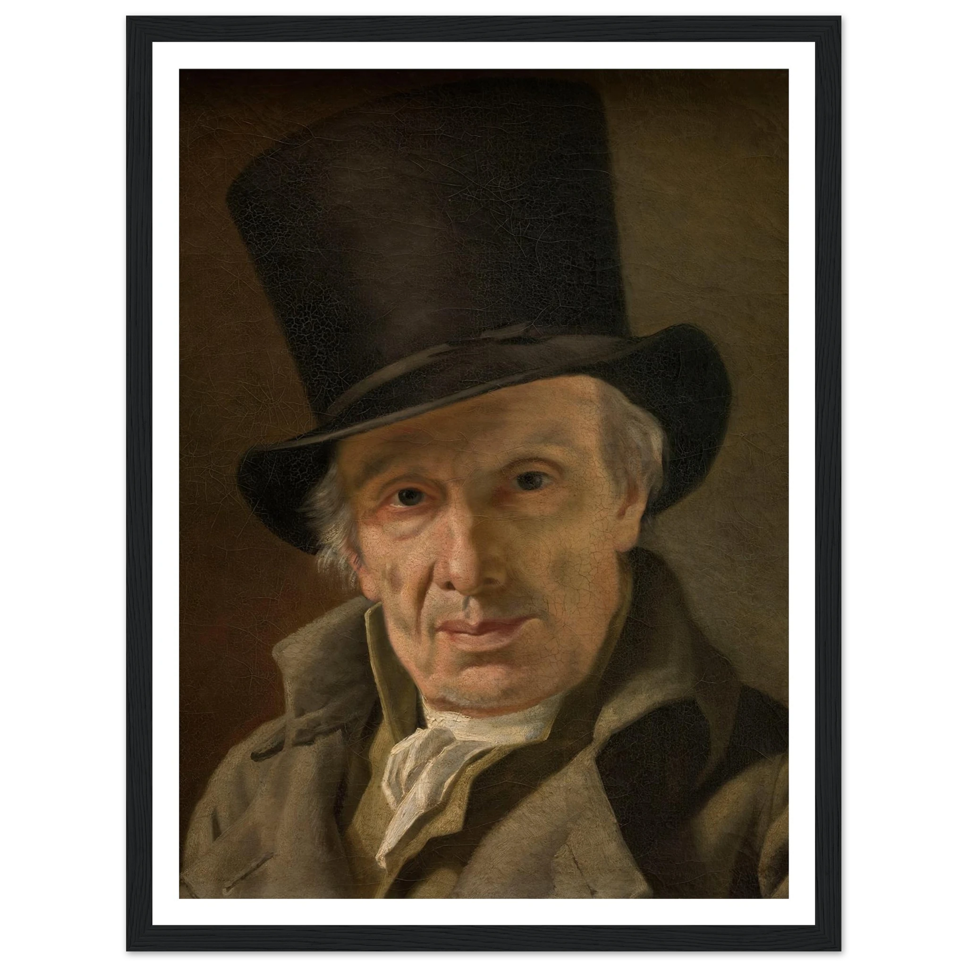 Man in a Hat Art Print | Jacques Louis David - Framed Poster - 30x40 cm / 12x16″ - Black frame