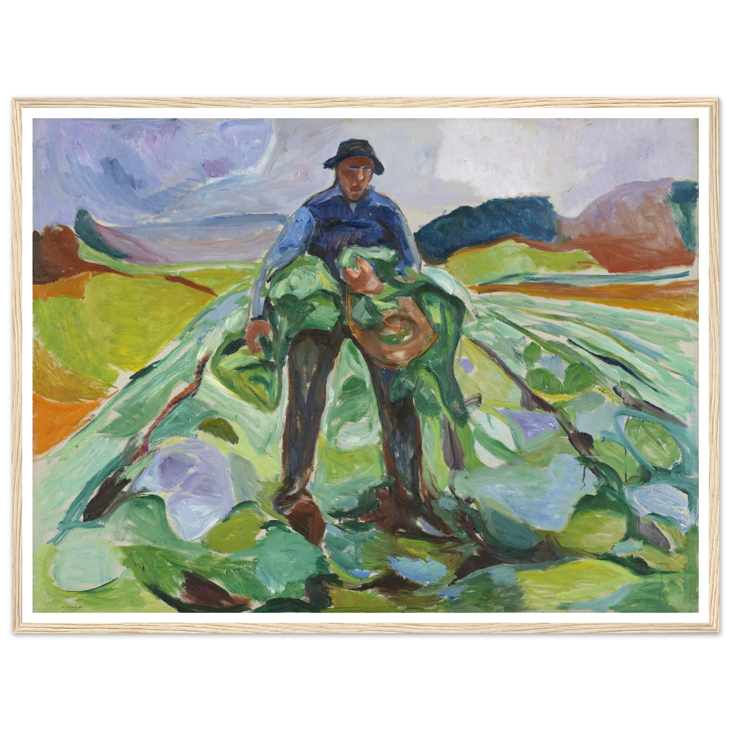Man in the Cabbage Field (1916) Art Print | Edvard Munch - Framed Poster - 30x40 cm / 12x16″ - Black frame