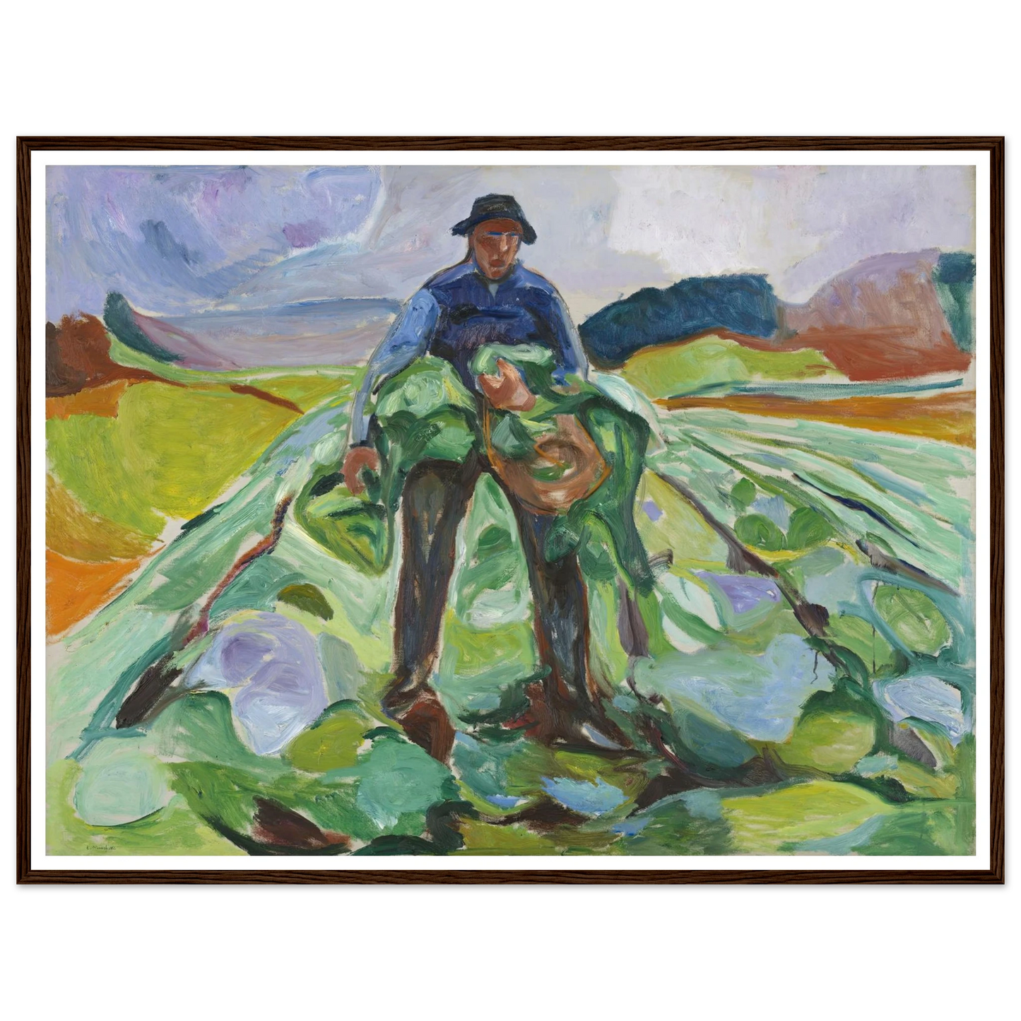Man in the Cabbage Field (1916) Art Print | Edvard Munch - Framed Poster - 30x40 cm / 12x16″ - Black frame